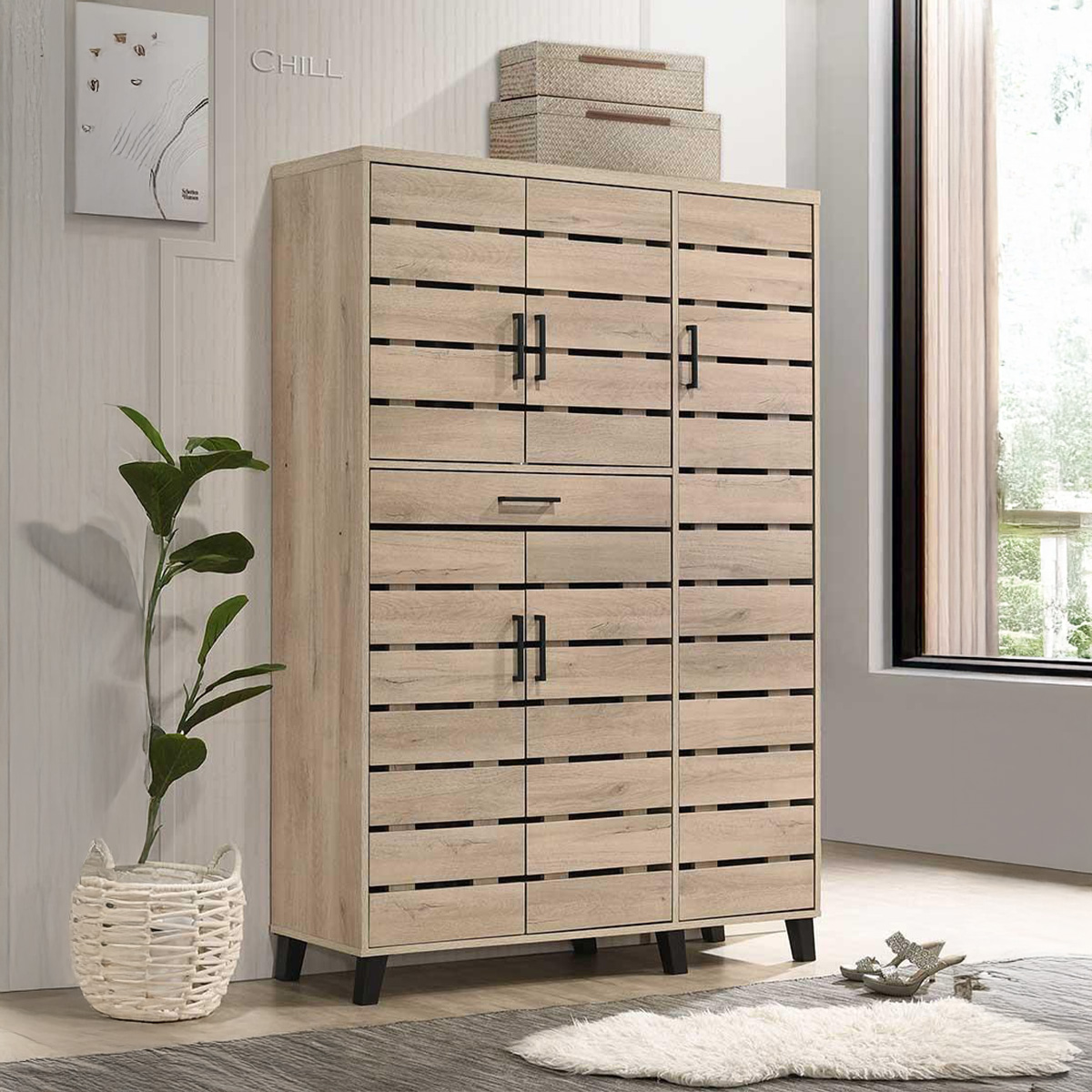 Shoe Cabinet 5 Doors With Drawer