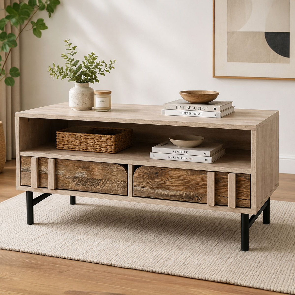 Modern Tea Table Wood Single Rectangle