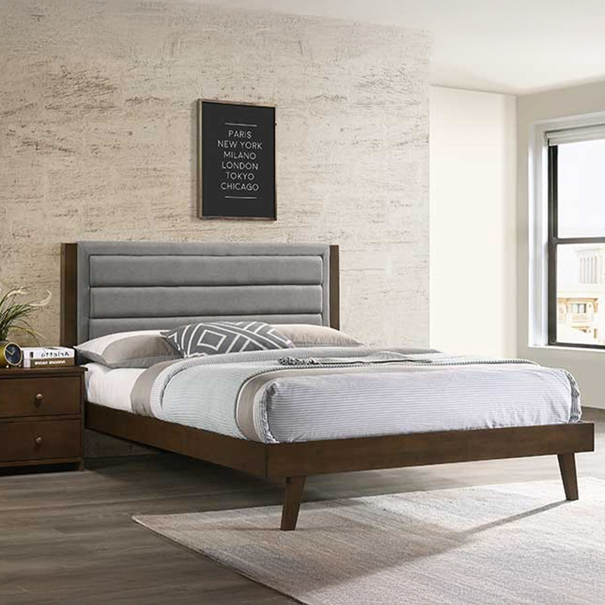 King Bed 200x180cm Walnut