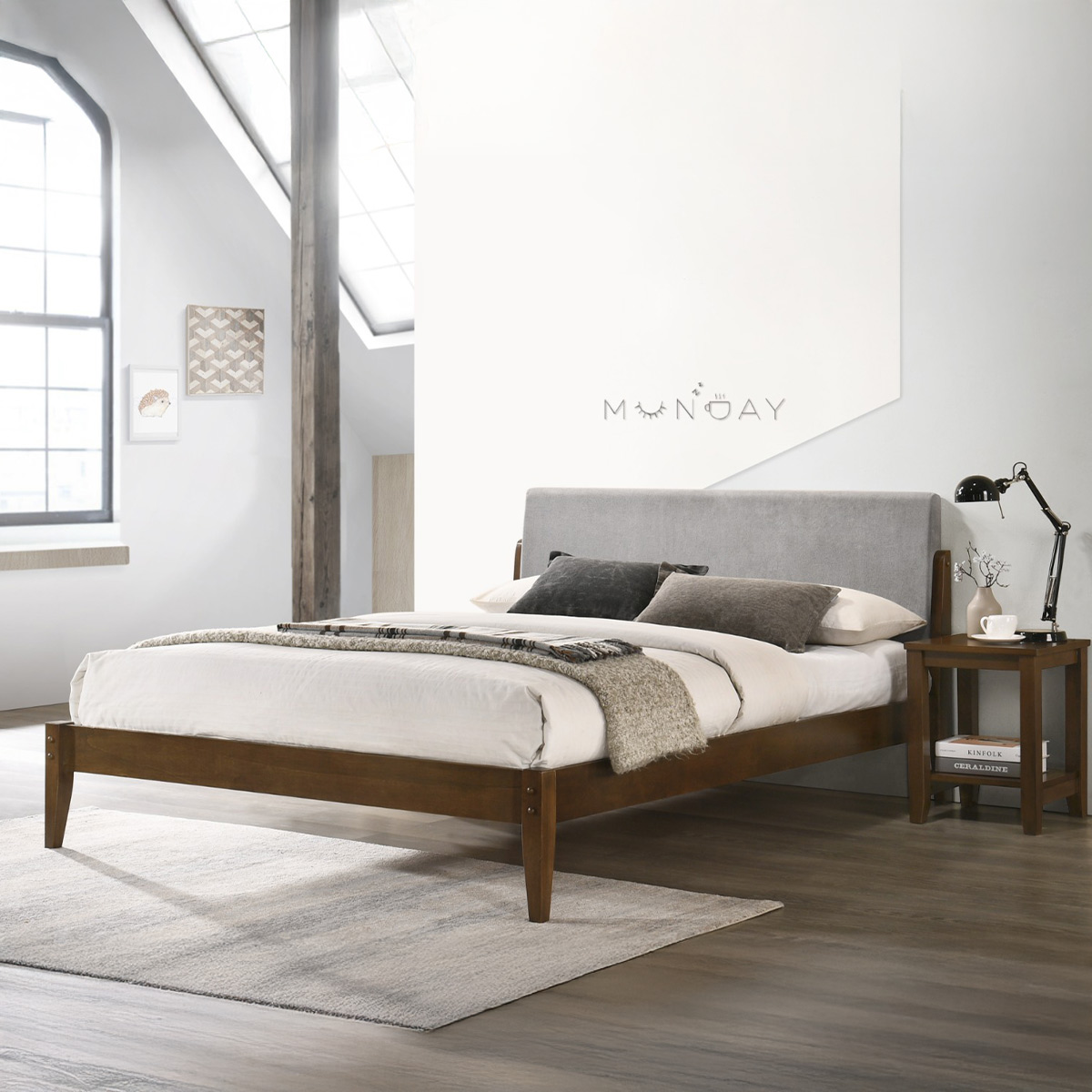 Single Bed 90x190cm Walnut