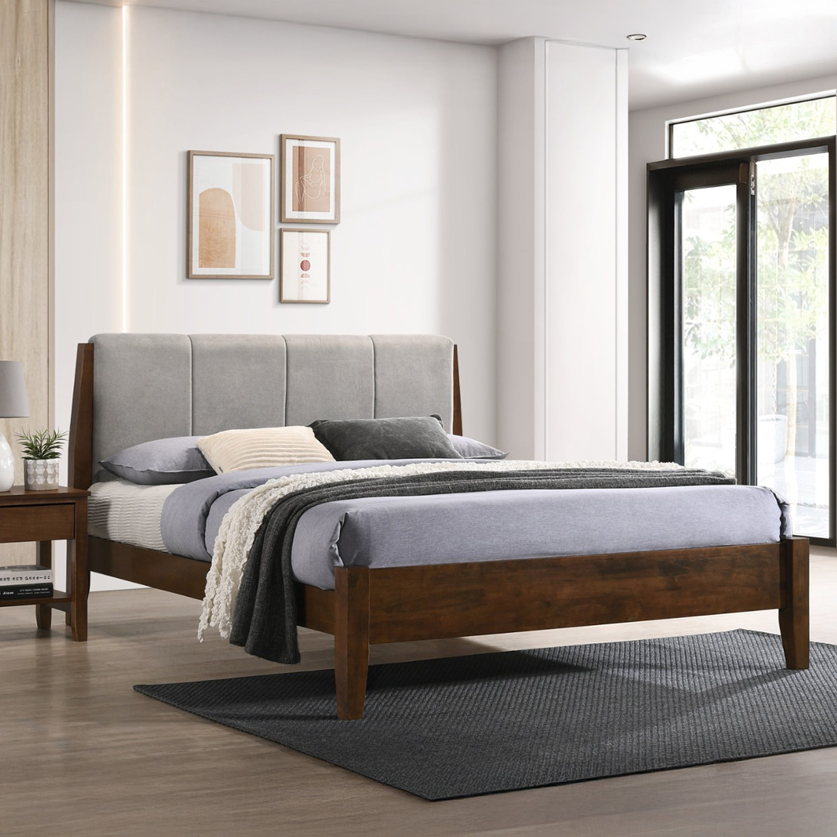 Queen Bed 190x150cm Walnut