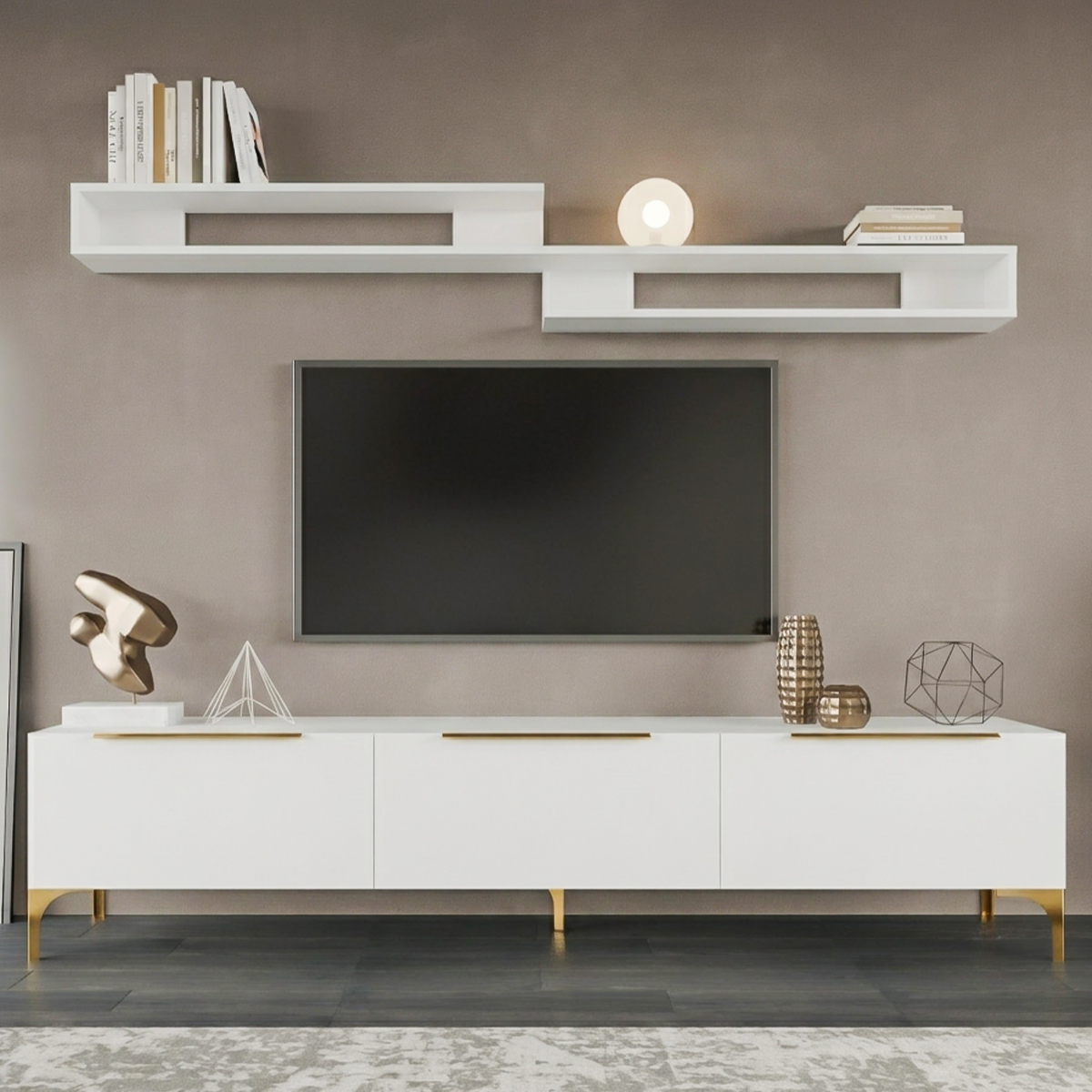 TV Stands With Shelf 180cm White