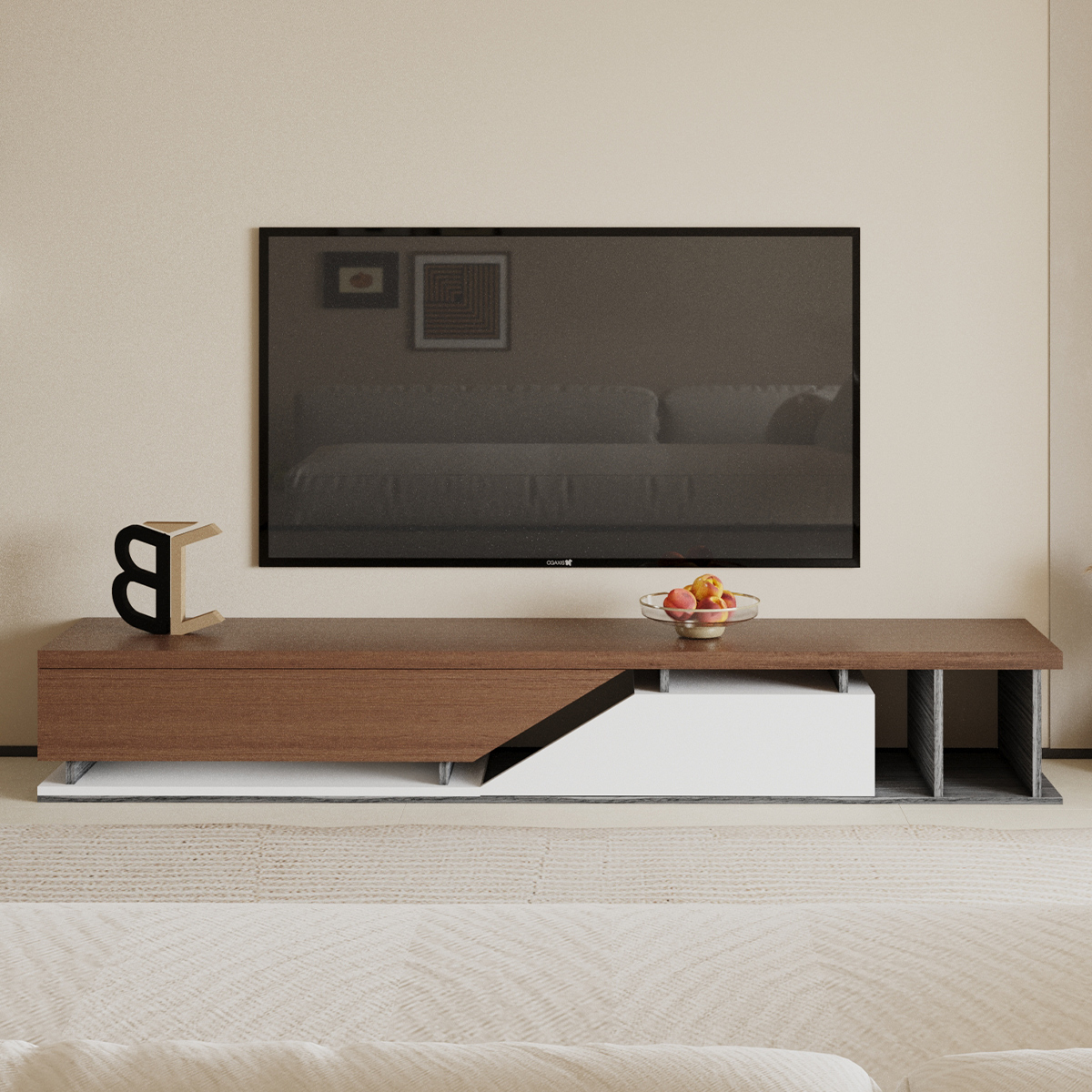 Wooden TV Stand 200cm Brown