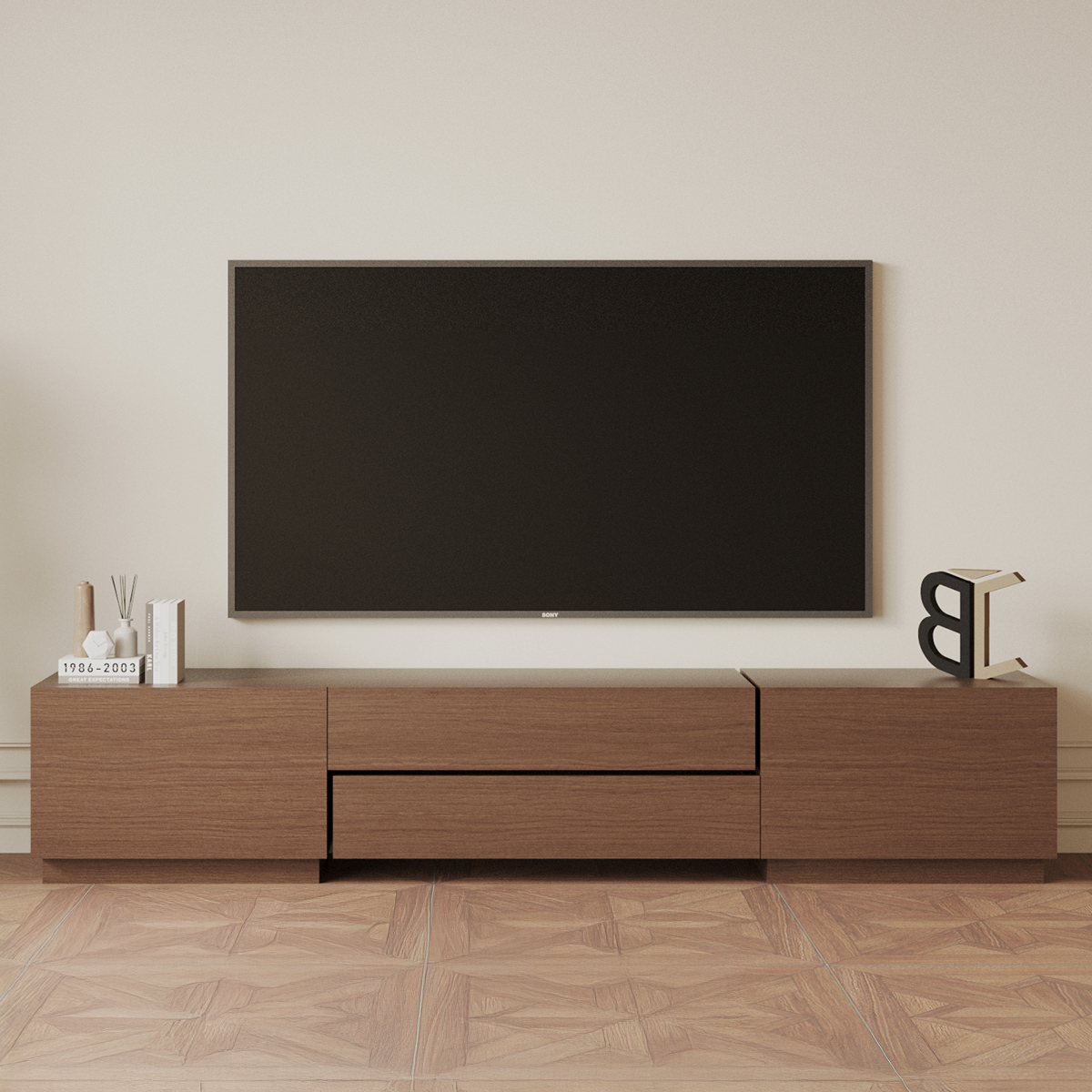 Wooden TV Stand 240cm Brown