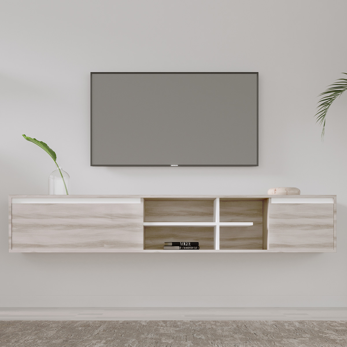 Floating TV Unit 199cm Grey