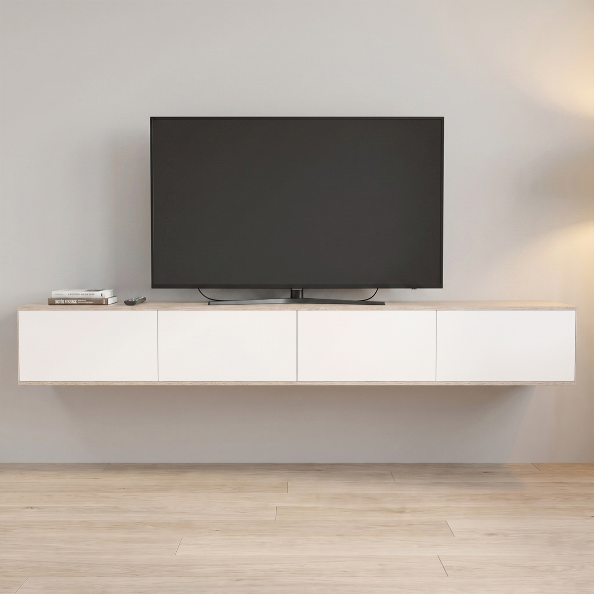 Floating TV Unit 280cm White & Beige