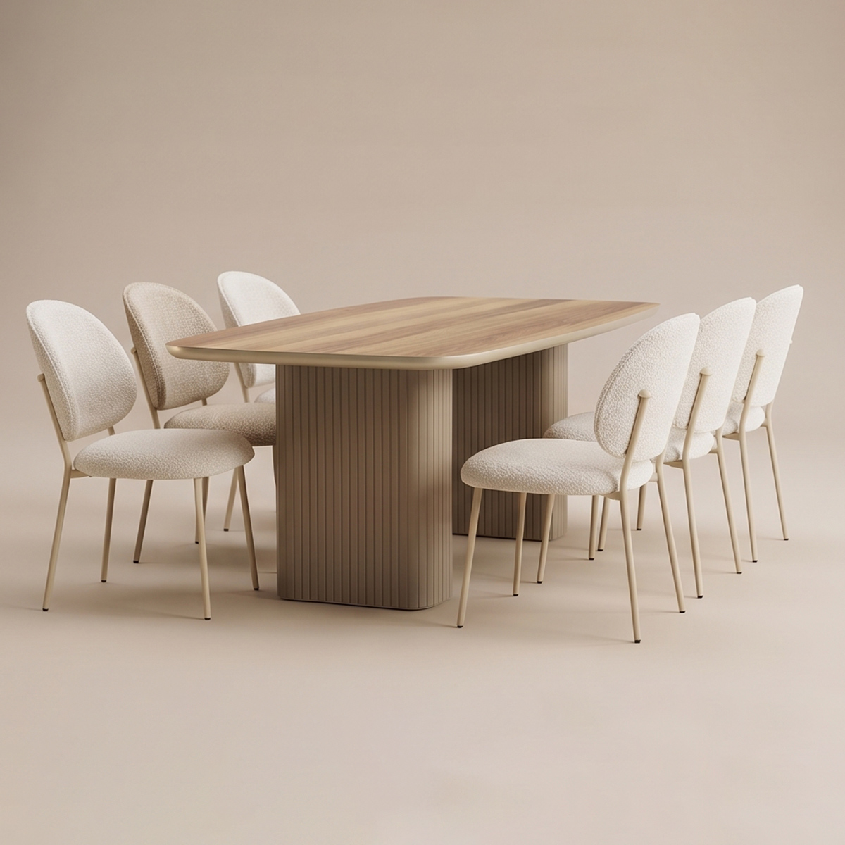 Modern Dining Table Set (1 Table, 6 Chairs)