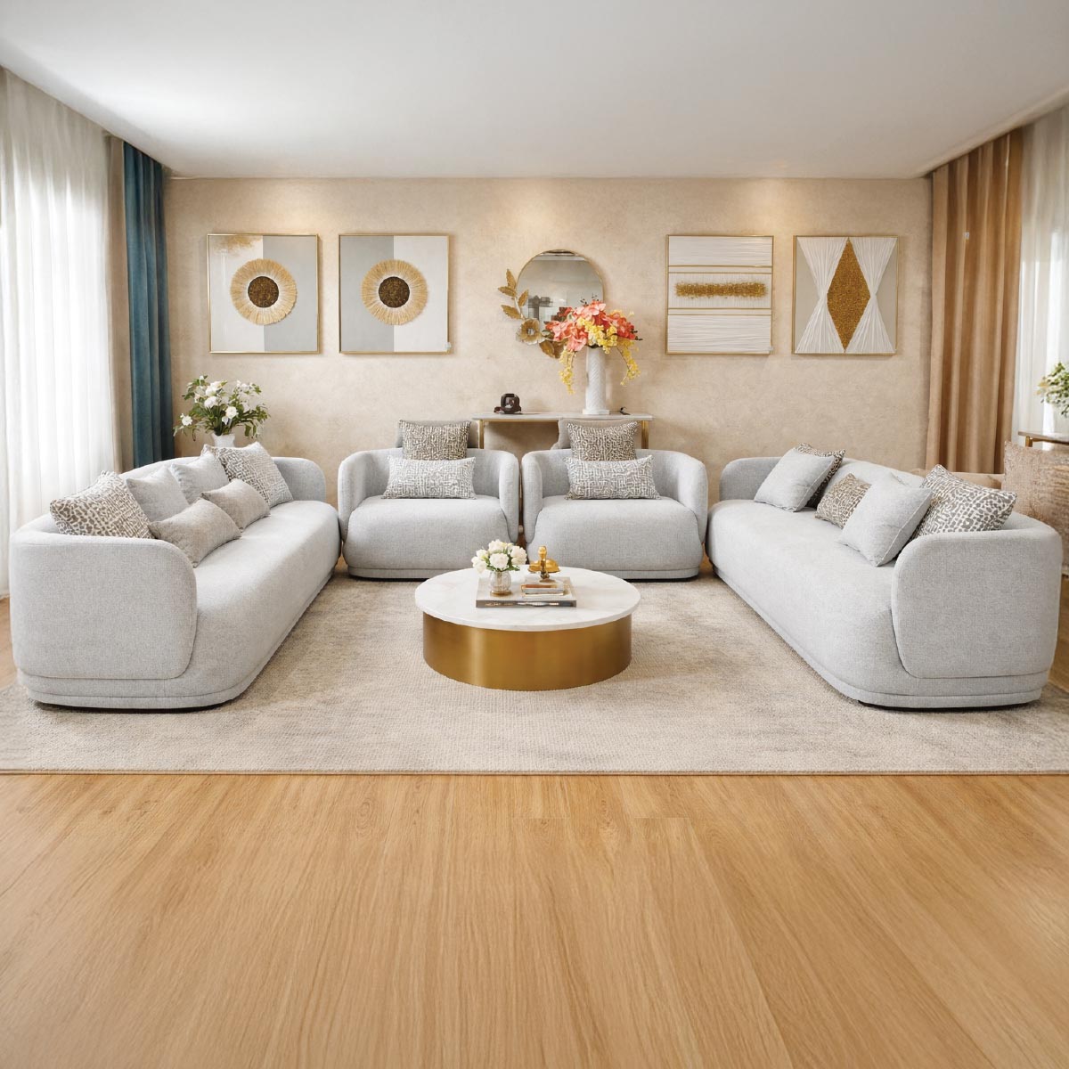 Modern Fabric Sofa (2x3seater,2x1seater)