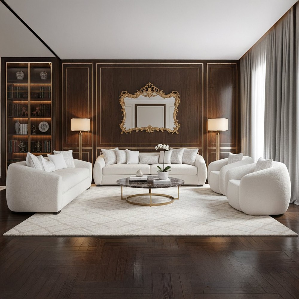 Oval Sofa Set 1x4 Seater 1x3 Seater 2x1 Seater