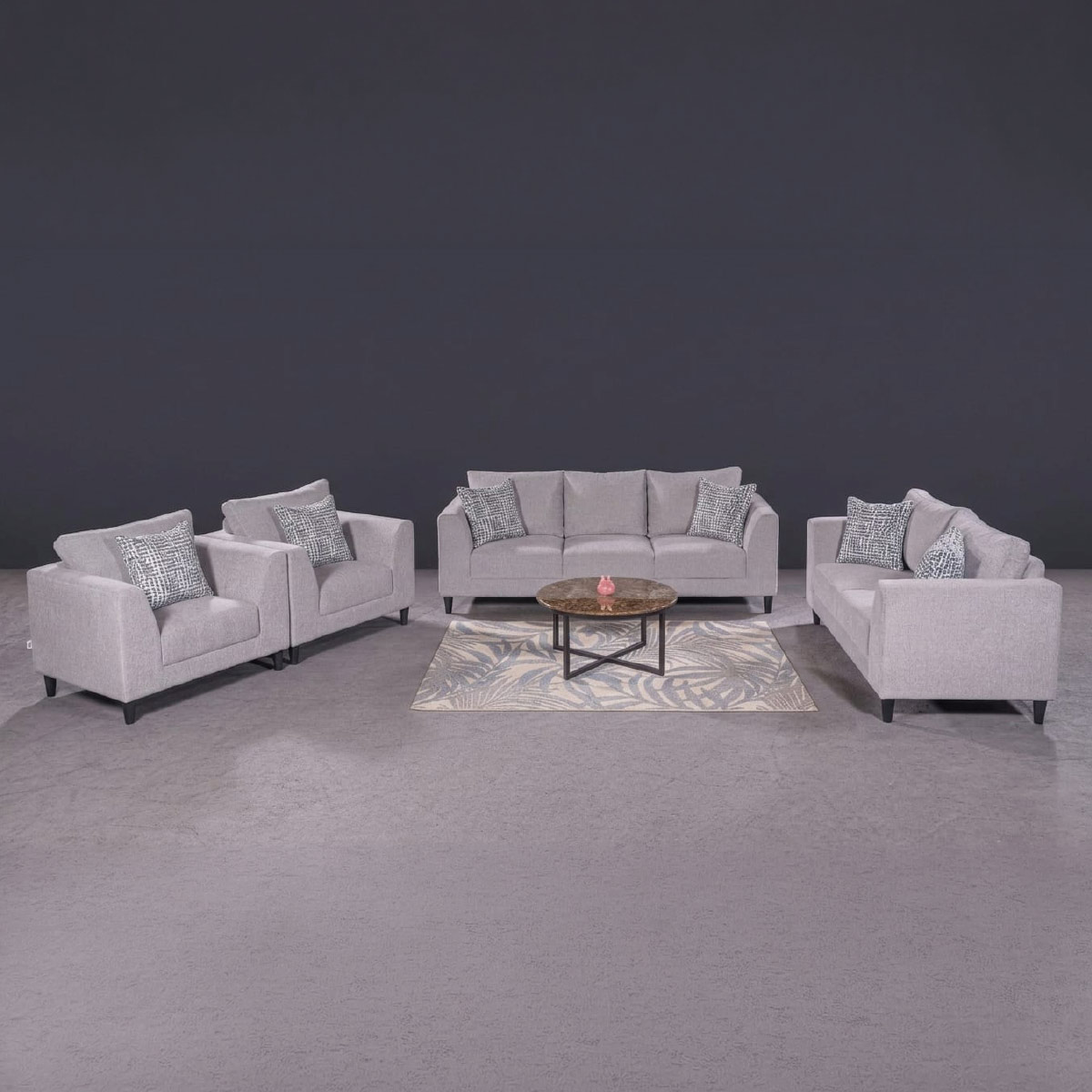 Fabric Sofa Set (1x3 Seater, 1x2 Seater, 2x1 Seater)
