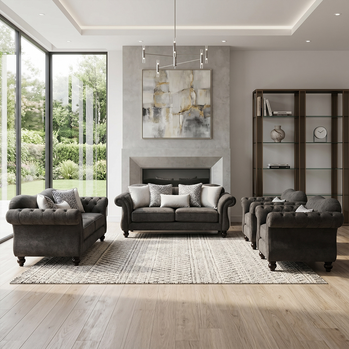 Diamond Sofa Set (1x3 Seater, 1x2 Seater, 2x1 Seater)