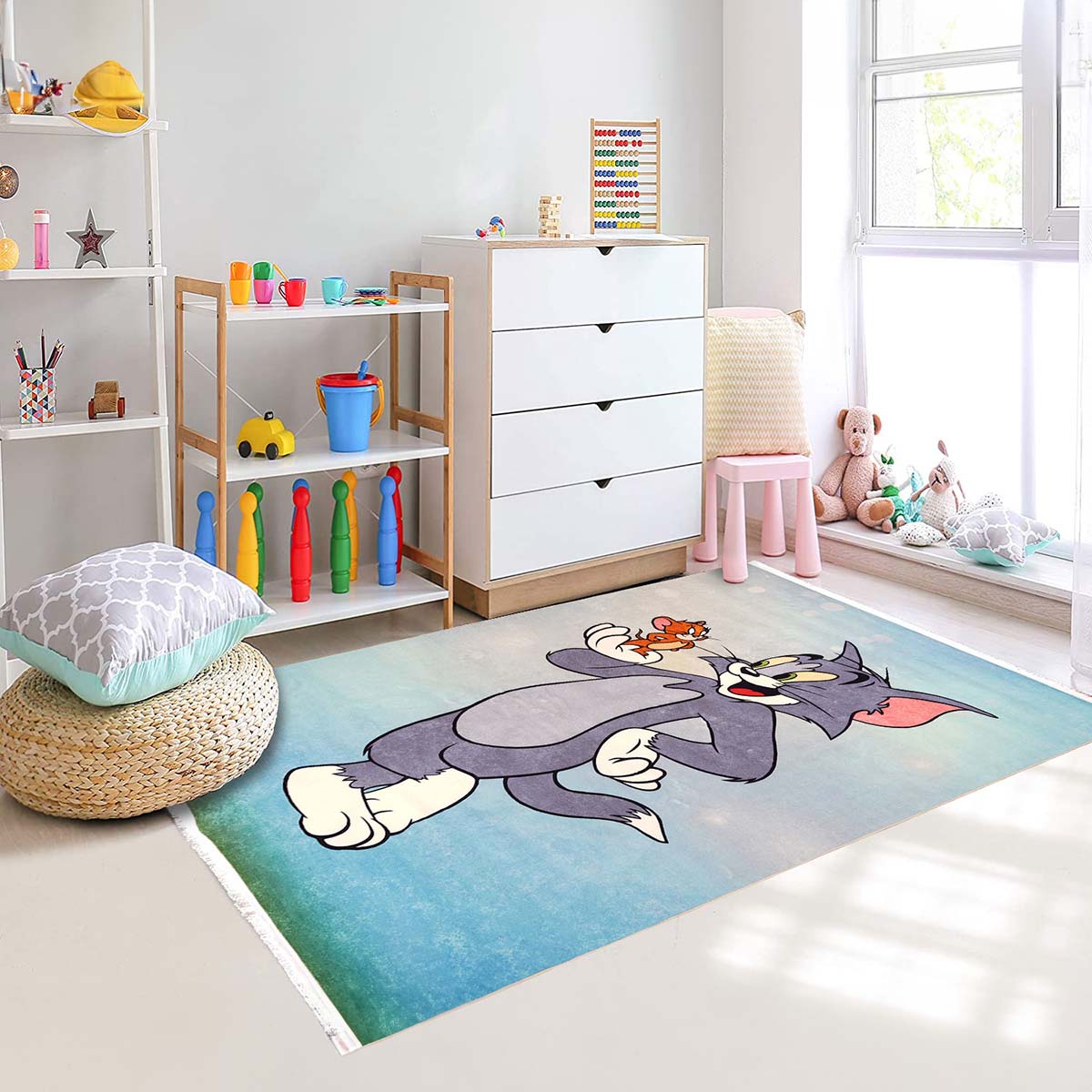 Cat & Mouse Character Printed Carpet