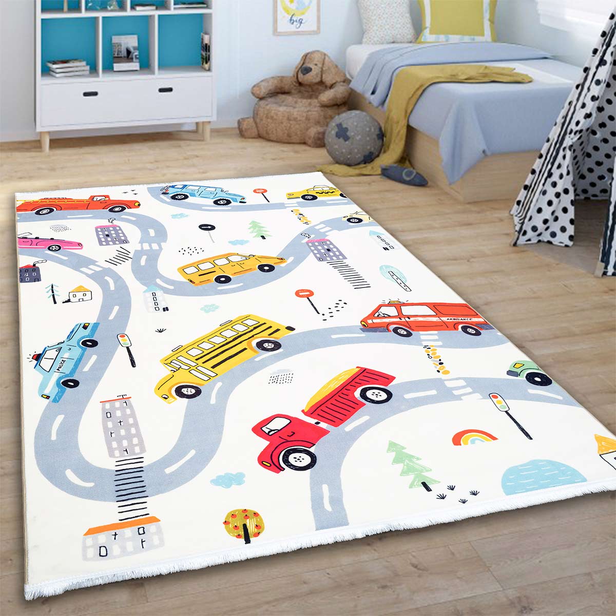 Cartoon Vehicles Printed Carpet