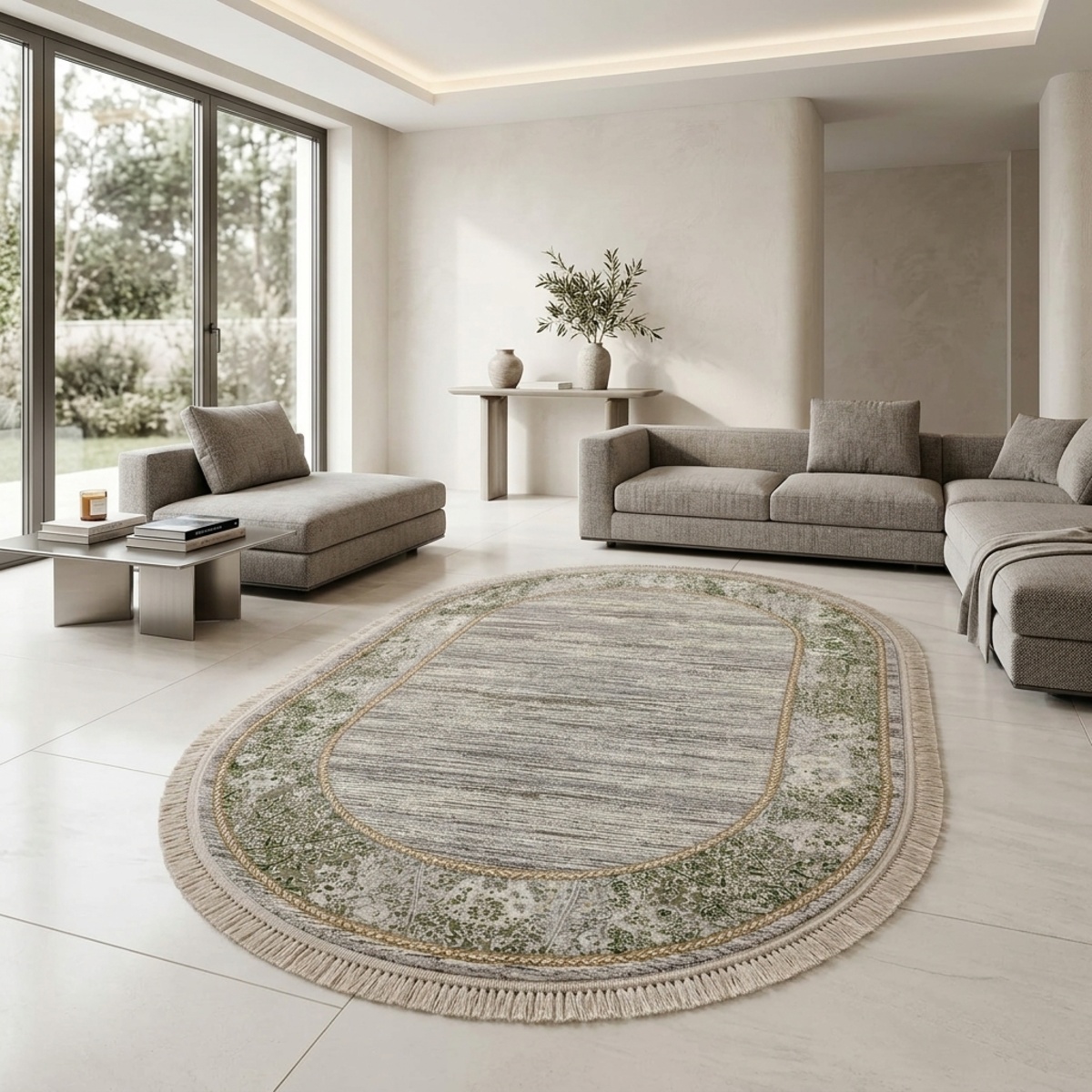Acrylic Viscous Semi Classic Oval Carpet