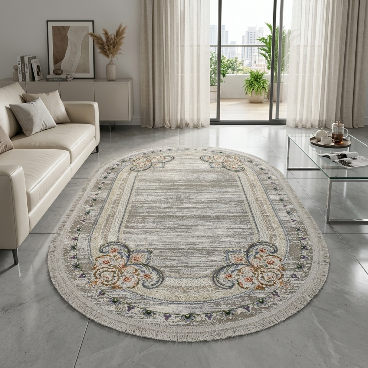 Acrylic Viscous Semi Classic Oval Carpet