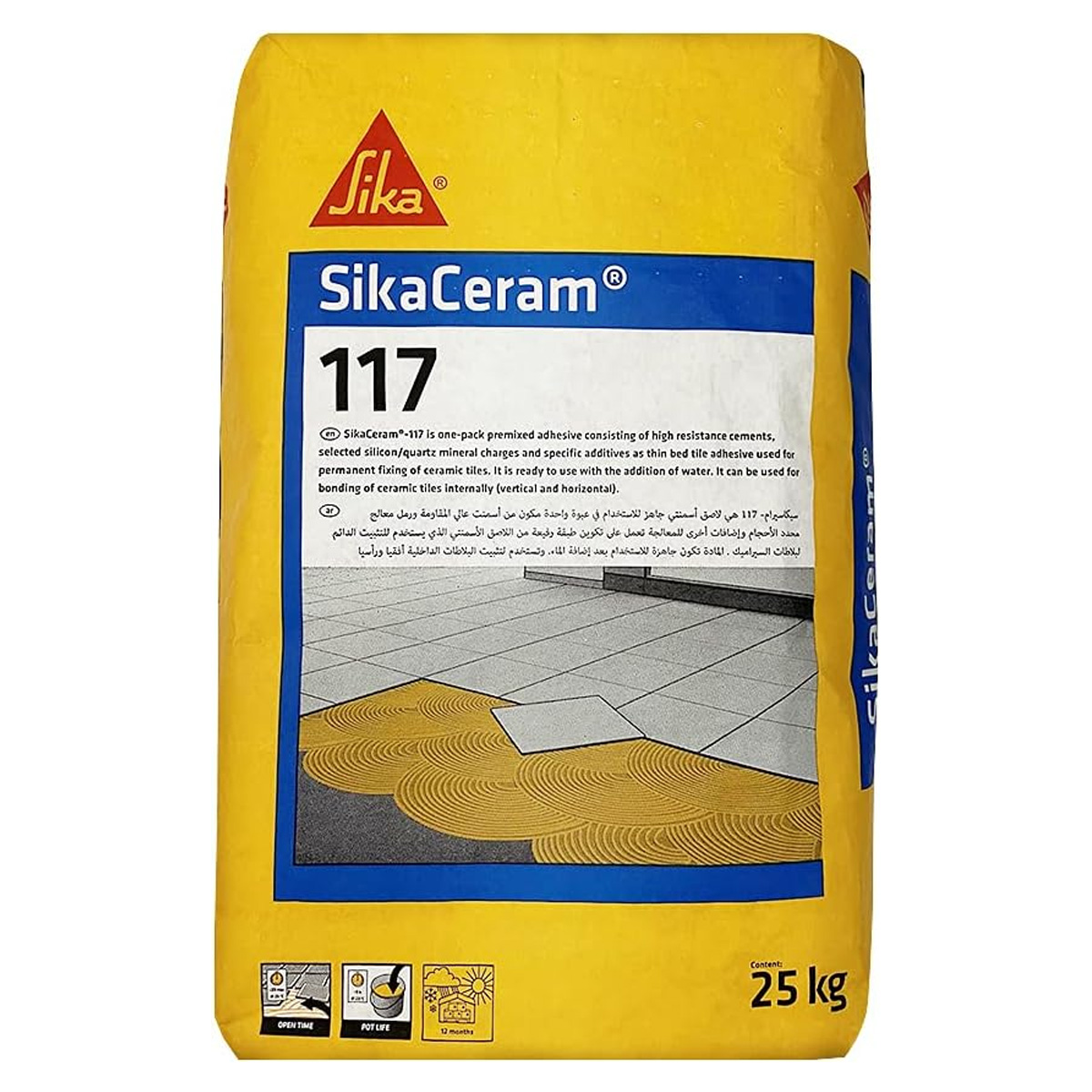 SikaCeram-117 Cementitious Tile Adhesive Grey 25Kg