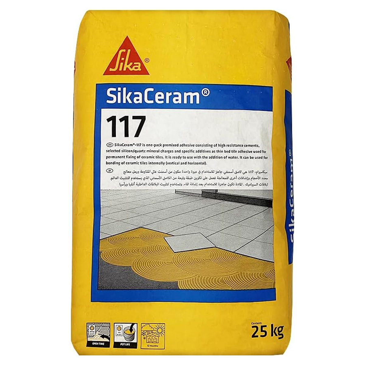 SikaCeram-117 Cementitious Tile Adhesive White 25Kg