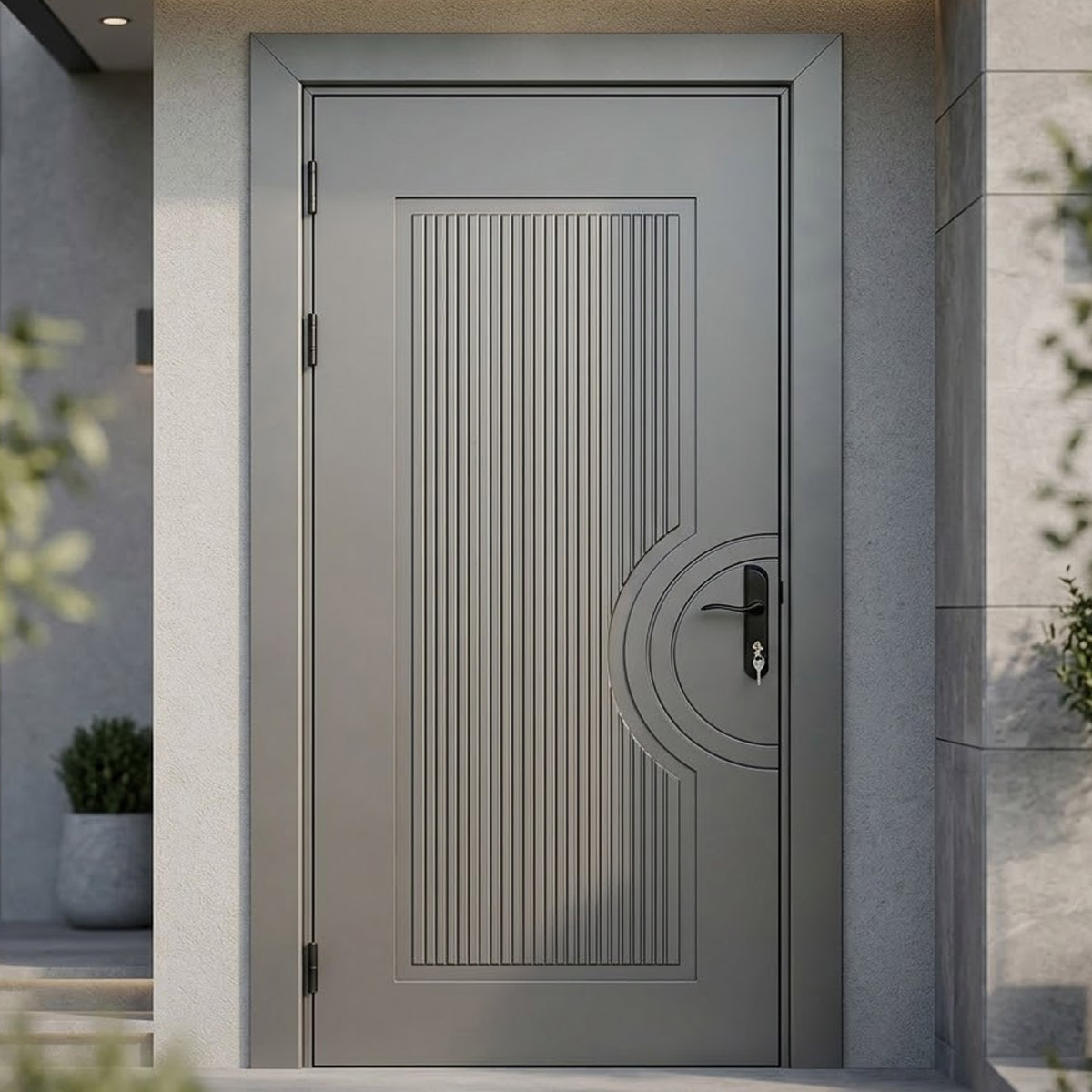 Modern Front Door Dark Grey 140x300cm