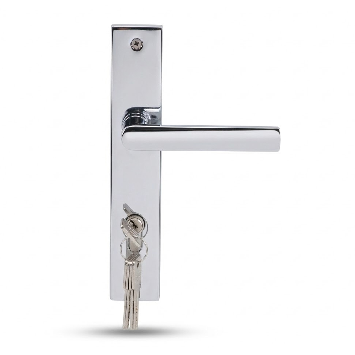 Door Lock Handle Set Backplate Polished Chrome