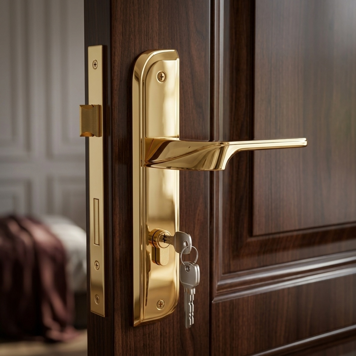 Door Lock Set Golden