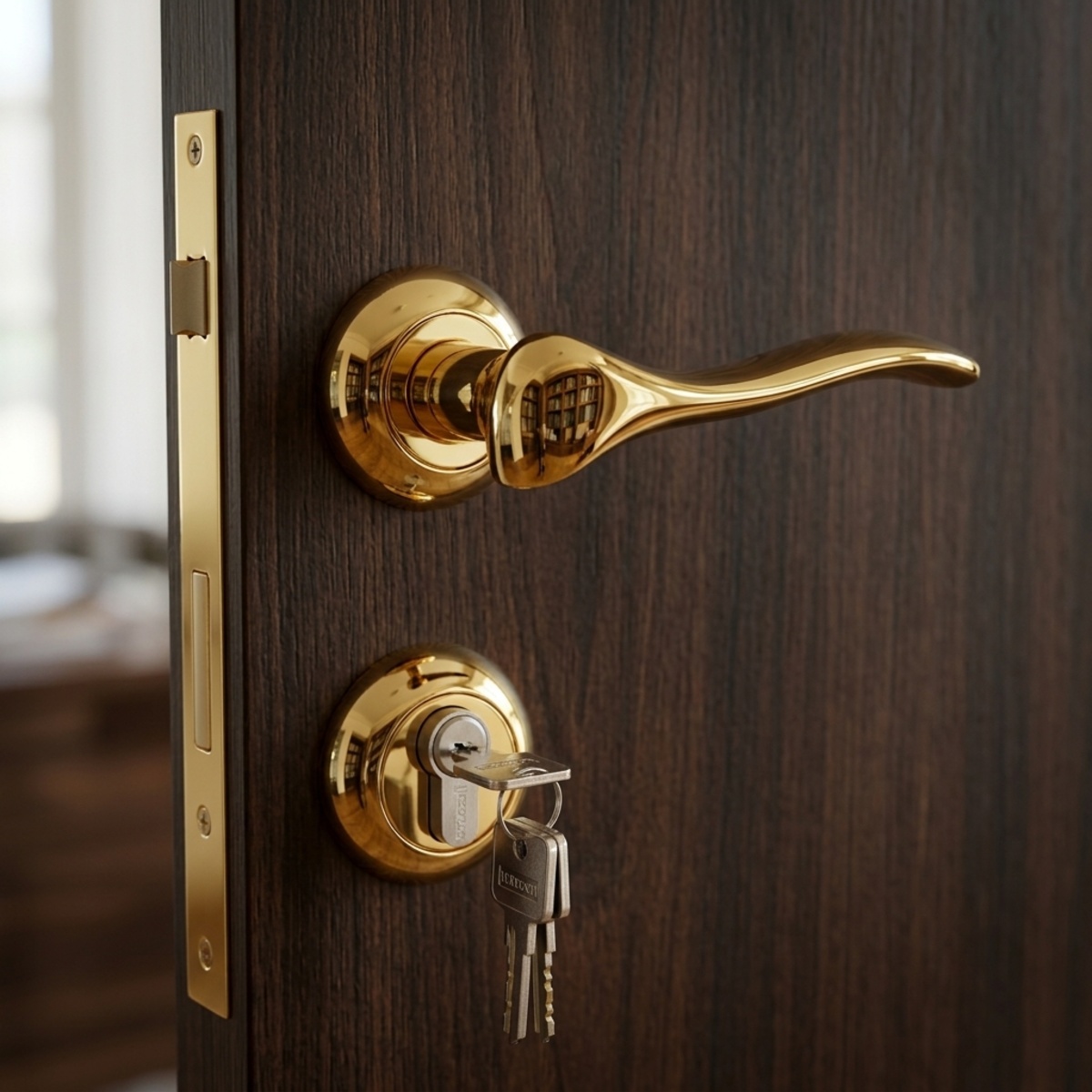 Door Lock Set Golden
