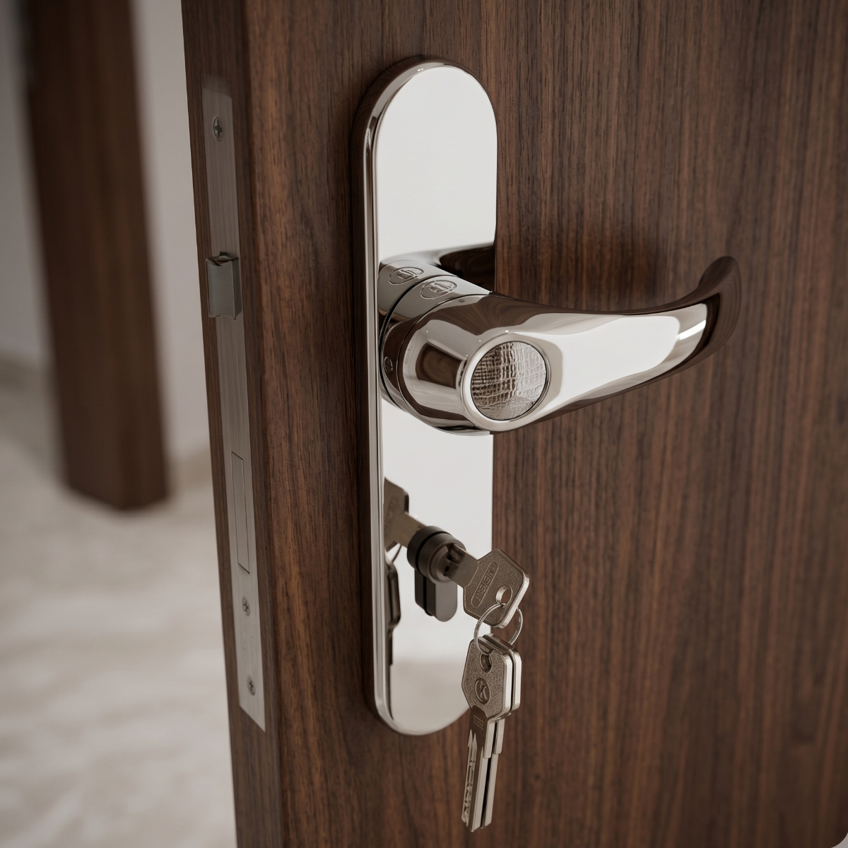 Door Lock Handle Set Backplate Chrome