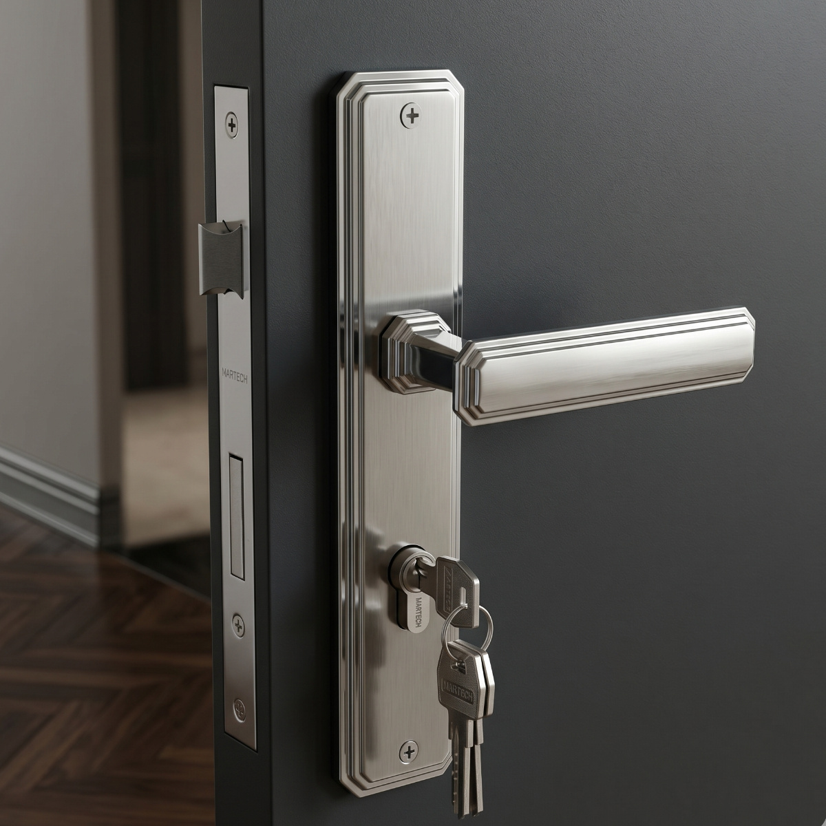 Classic Door Lock Handle Set On Plate