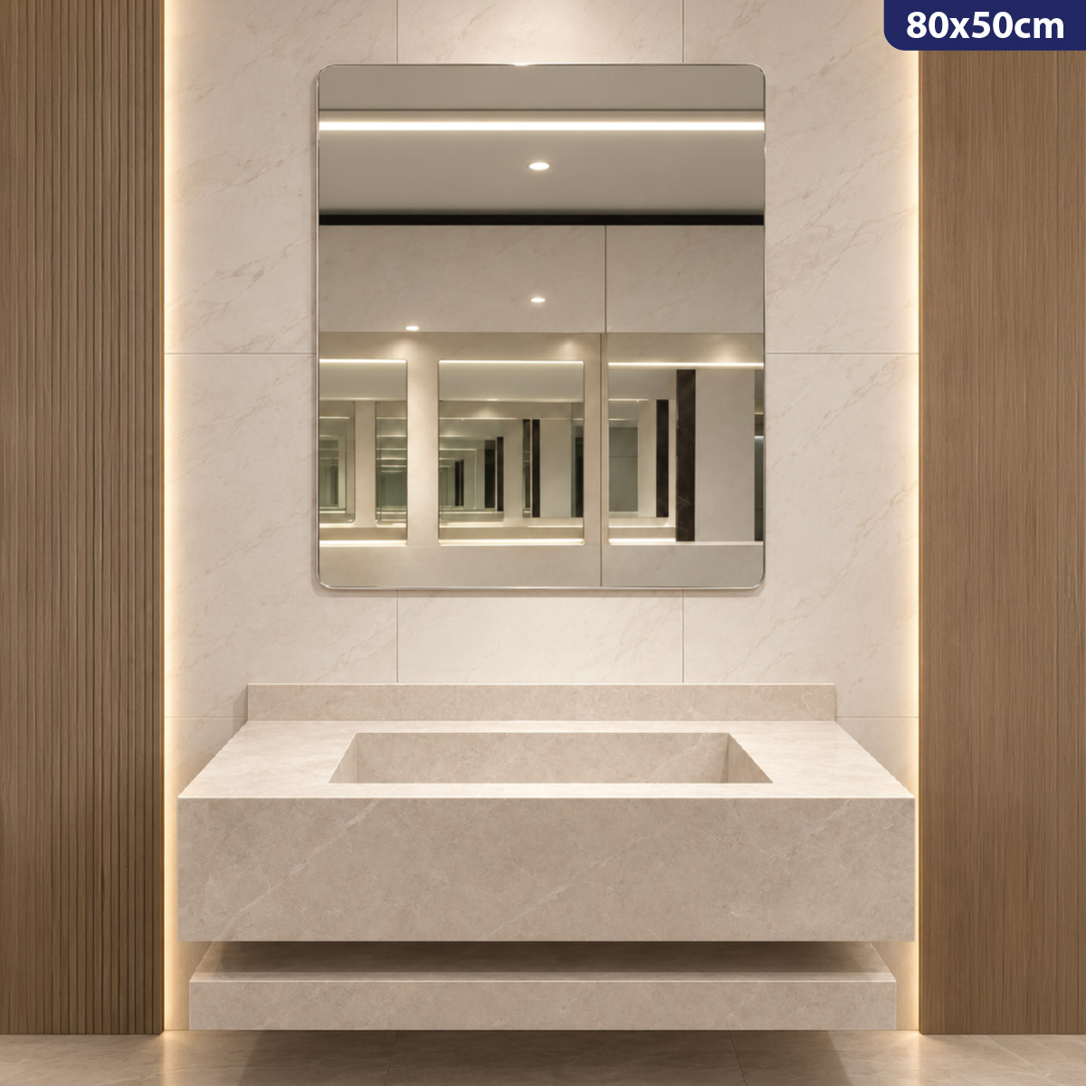 Modern Single Marble Basin With Mirror Set