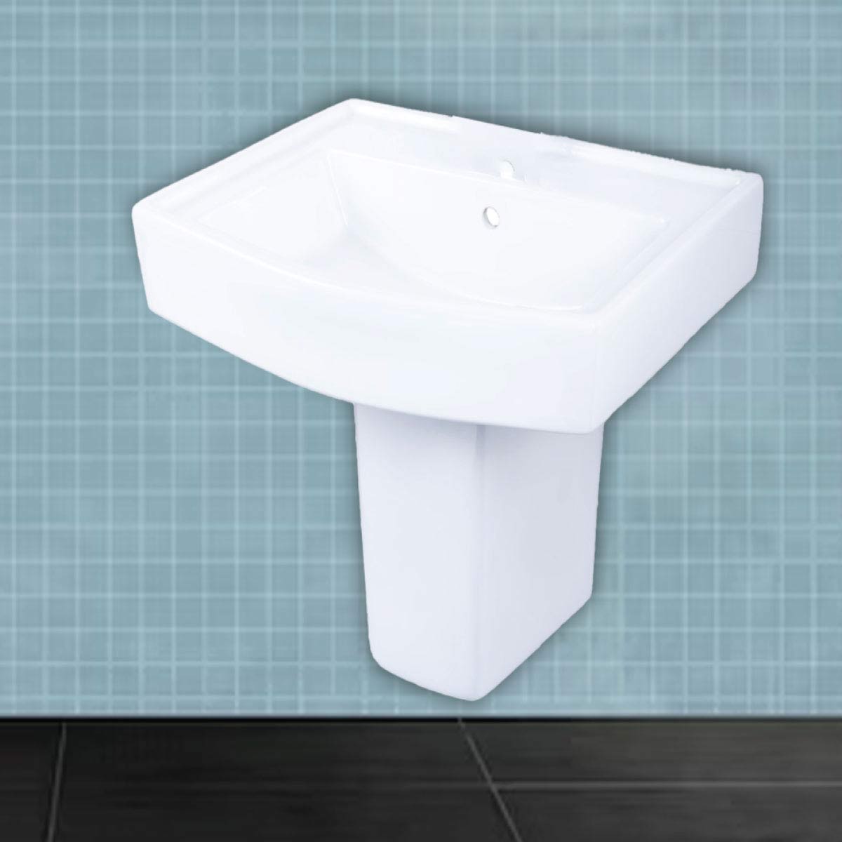 Pedestal Half Wash Basin - White