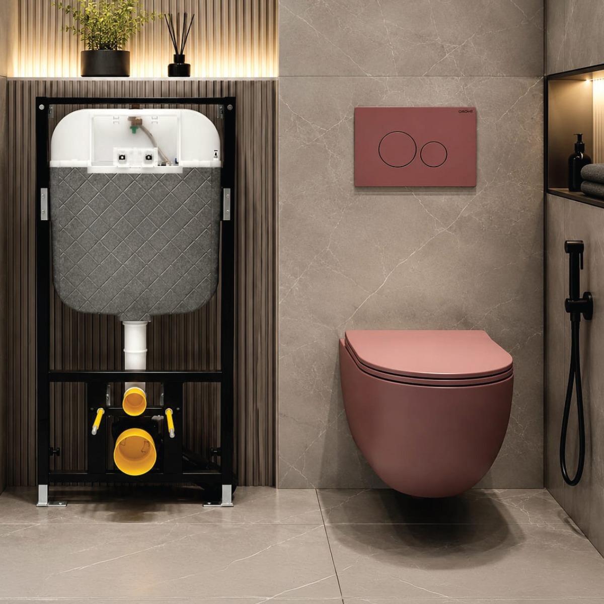 Creavit Concealed Tank with Wall-Hung Toilet 3 Pieces Set