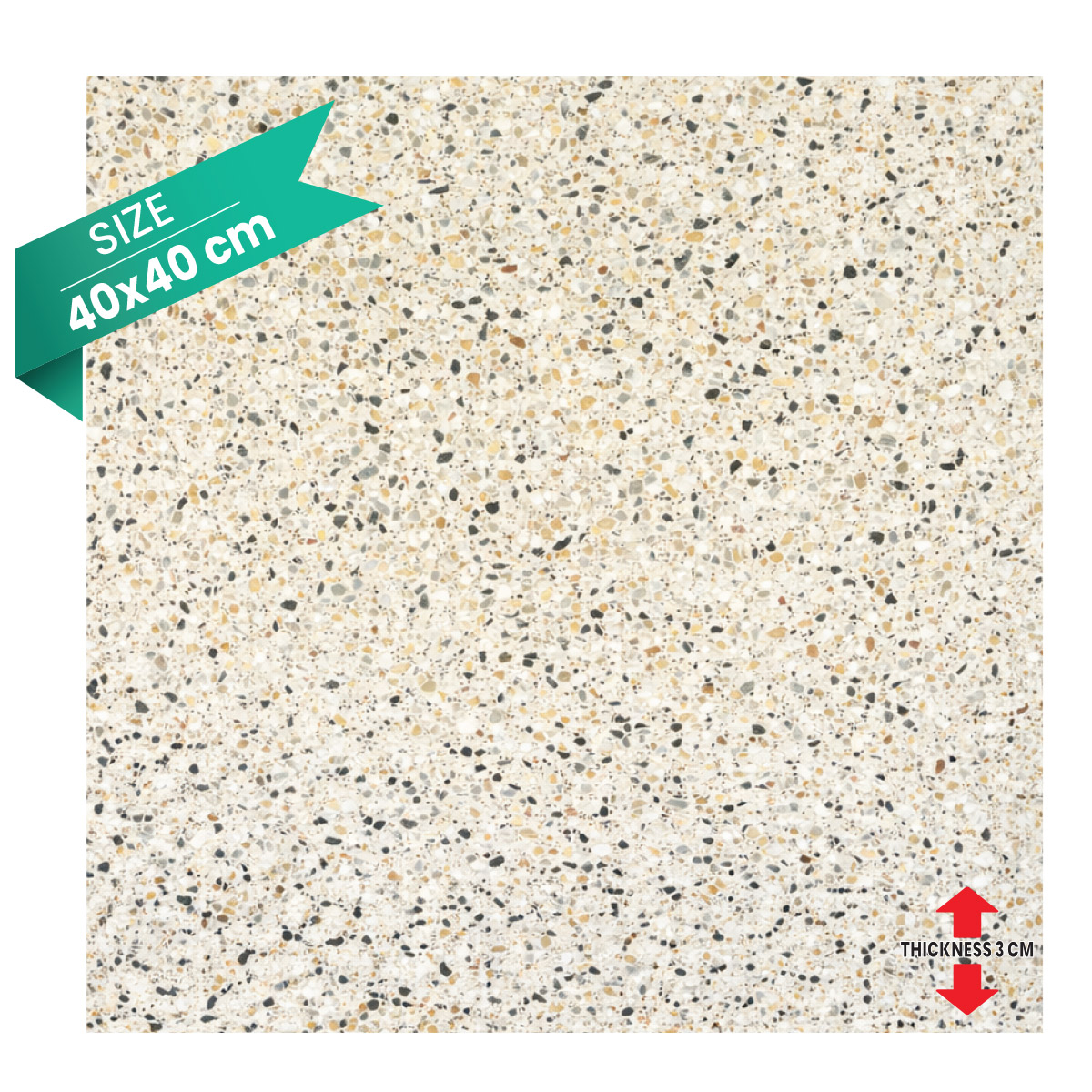Terrazzo Floor Tile 40x40cm (0.16sqm Per Box, Sold By Box)