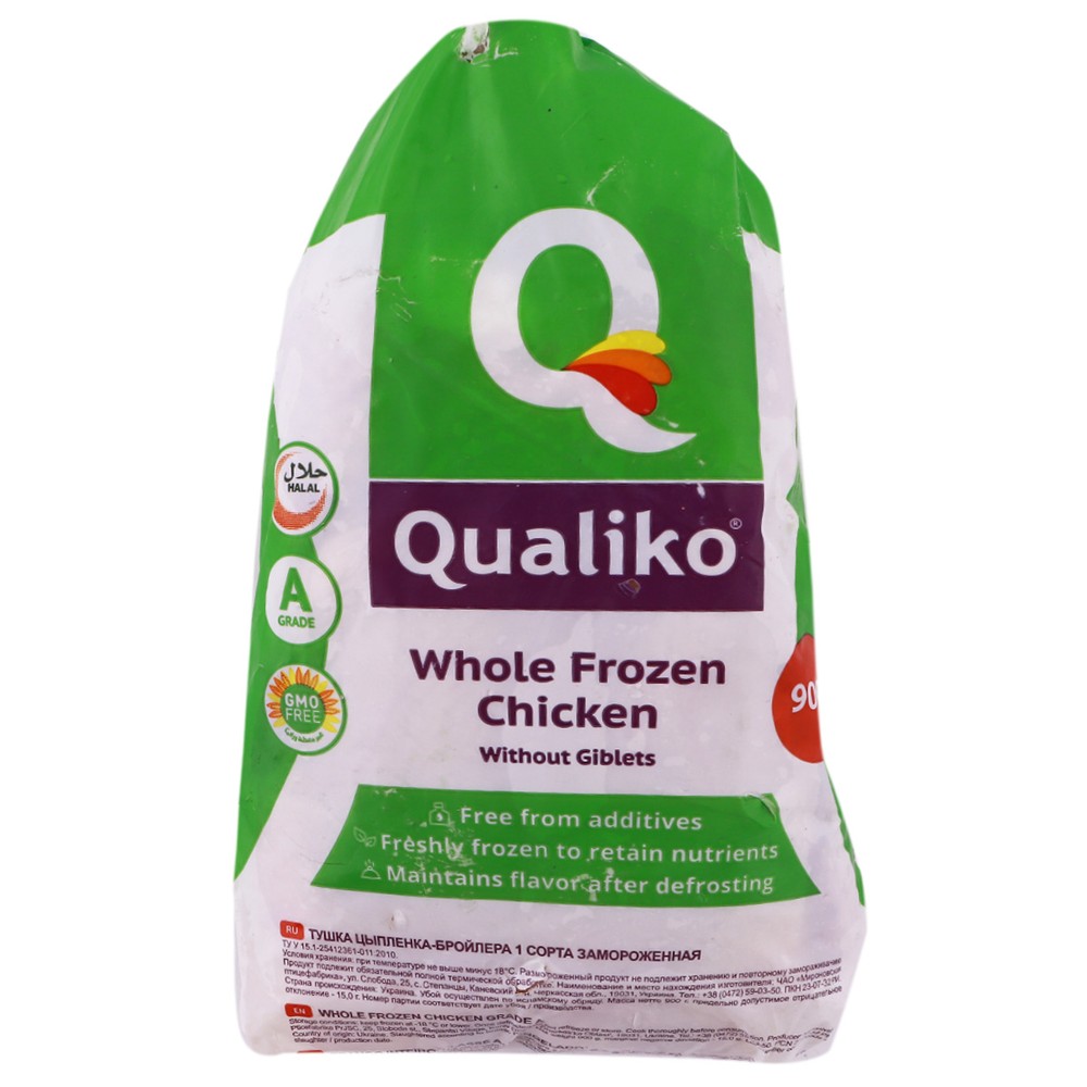 Qualiko Whole Frozen Chicken Without Giblets 900g