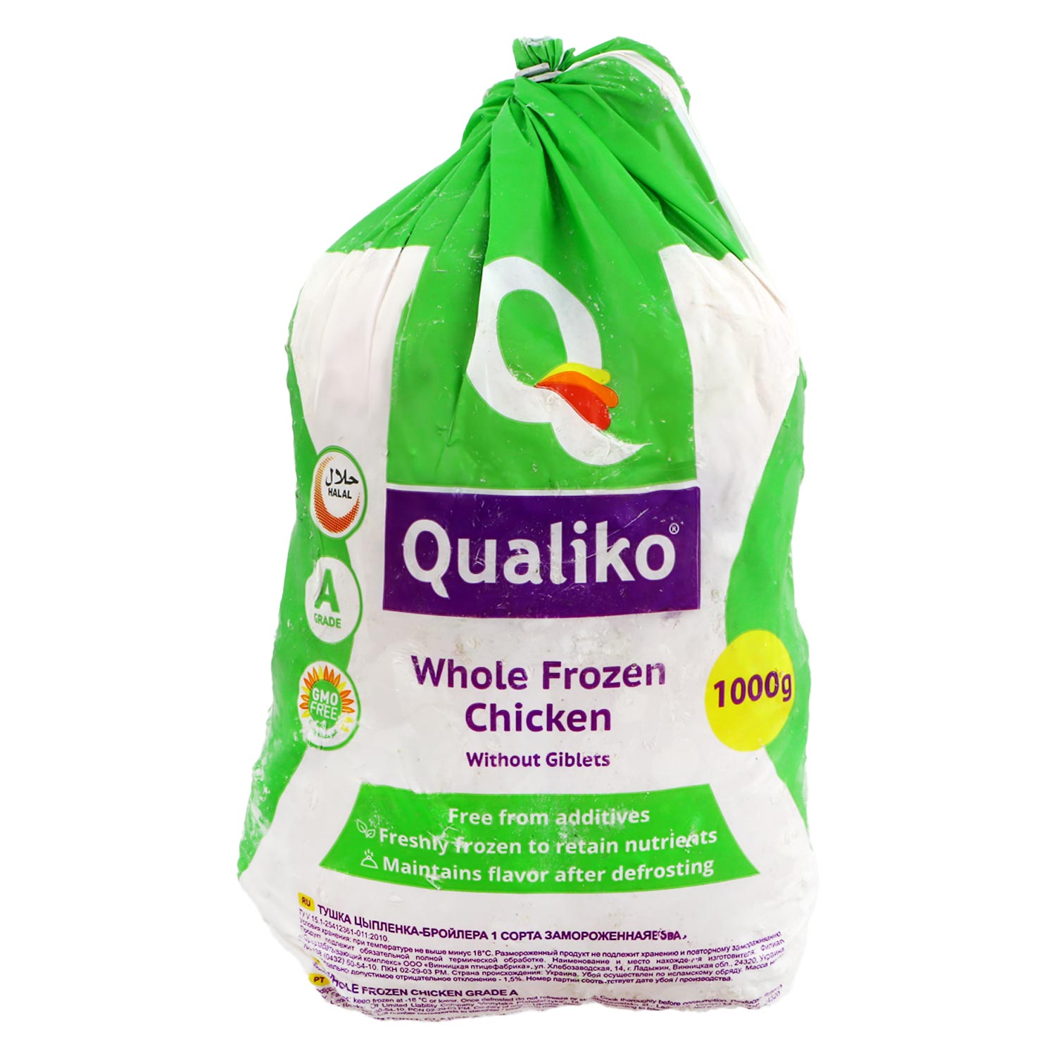 Qualiko Whole Frozen Chicken Without Giblets 1000g
