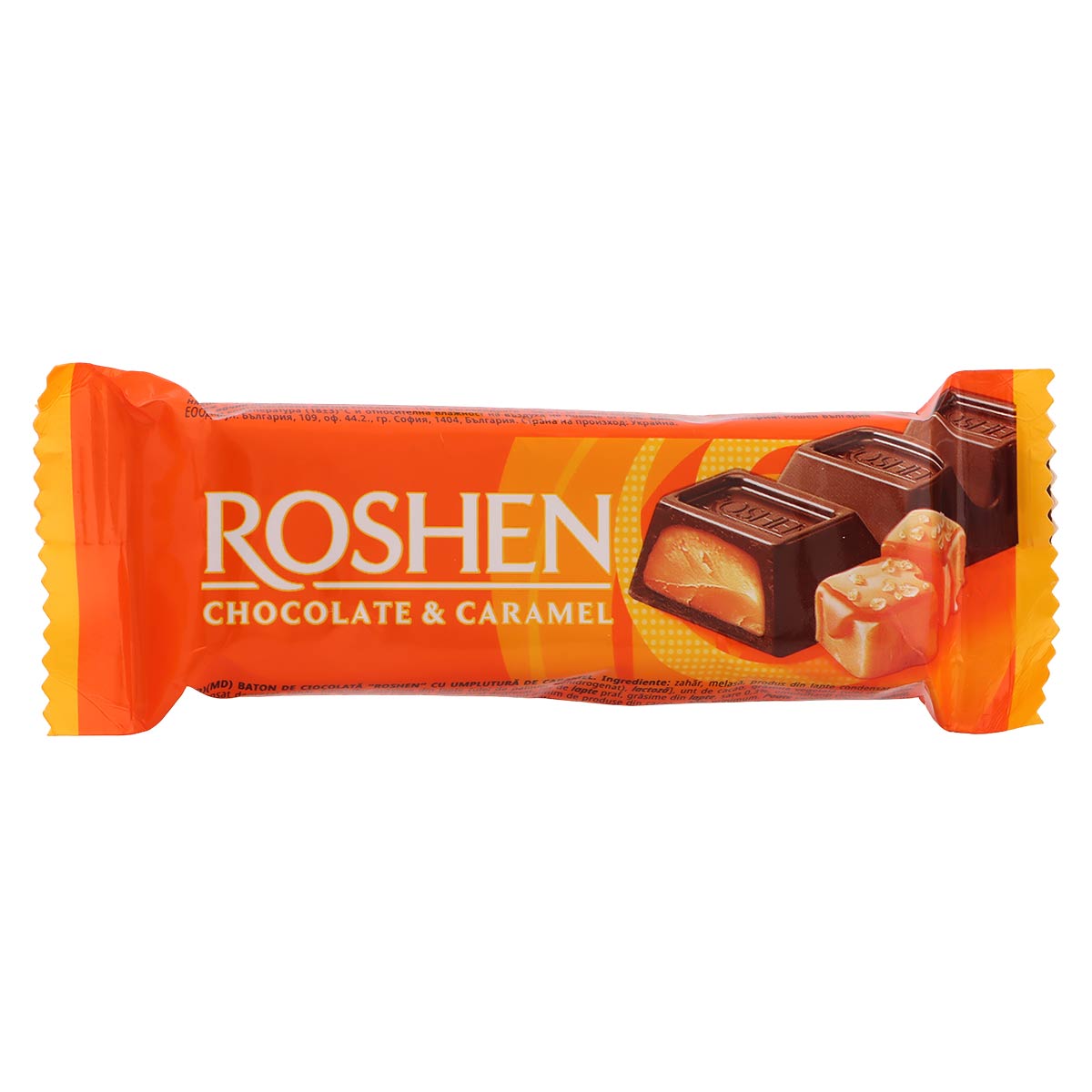 Roshetto Chocolate And Caramel Chocolate Bar 30g