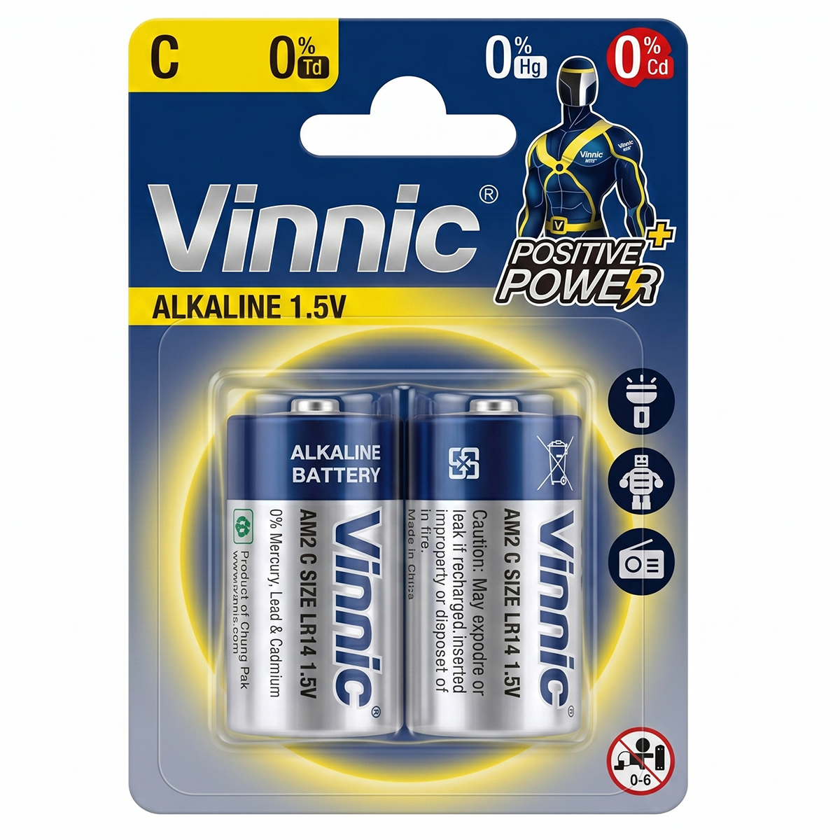 Vinnic C Size Alkaline Batteries 2 Pieces