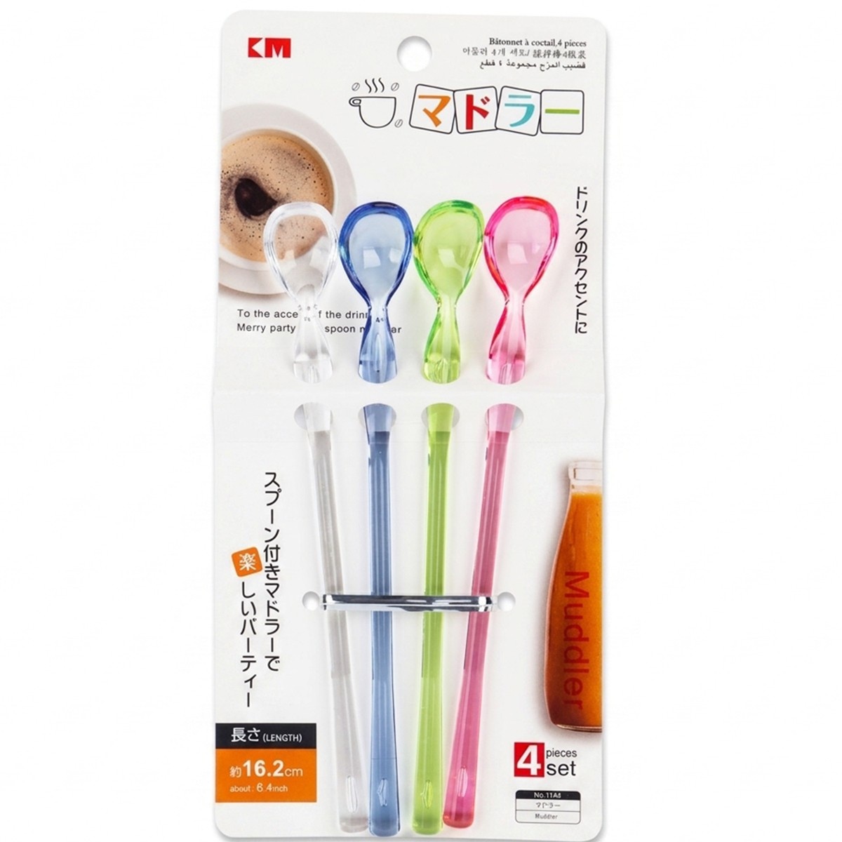 Acrylic Muddler Spoon 16.2cm Set 4 Pieces