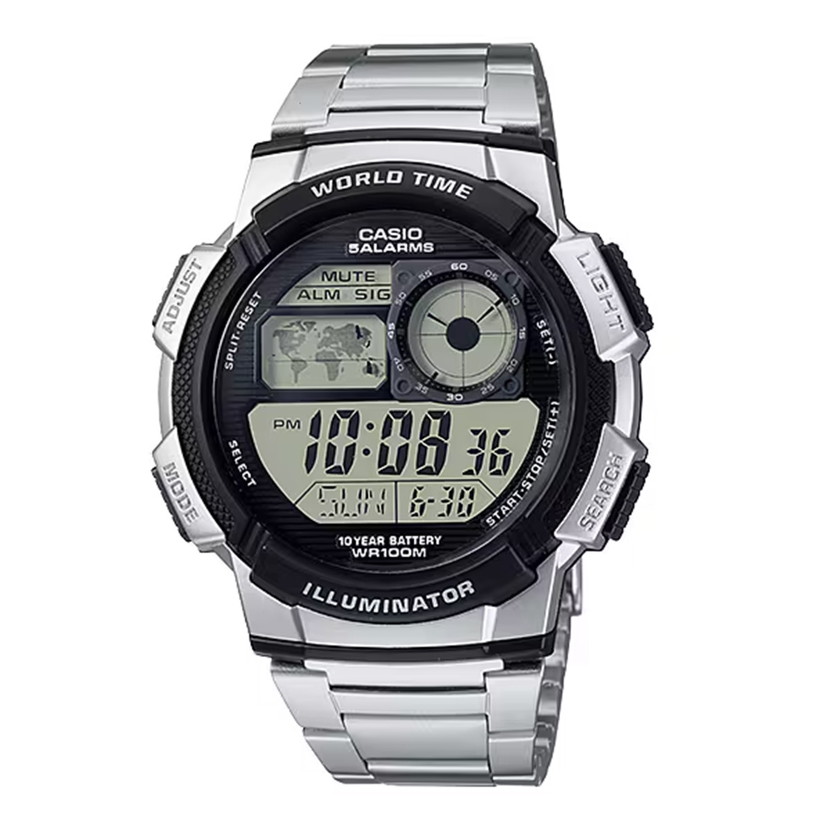 Casio World Time Digital Watch For Men AE-1000WD-1AVDF