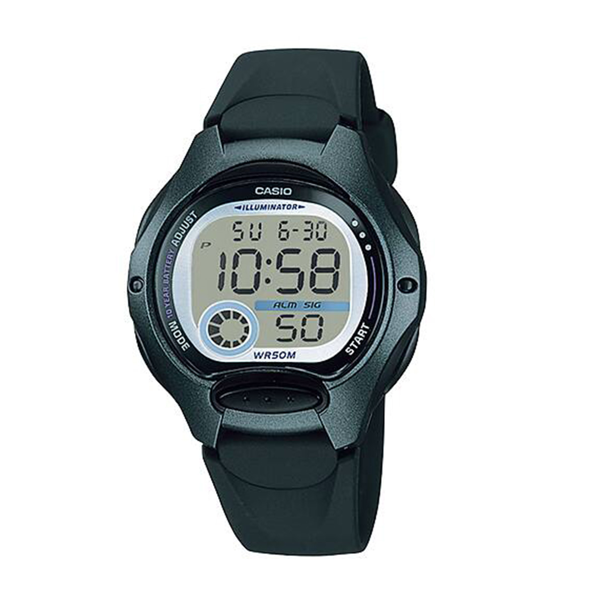 Casio Digital Watch Silicone Strap For Women LW-200-1BVDF