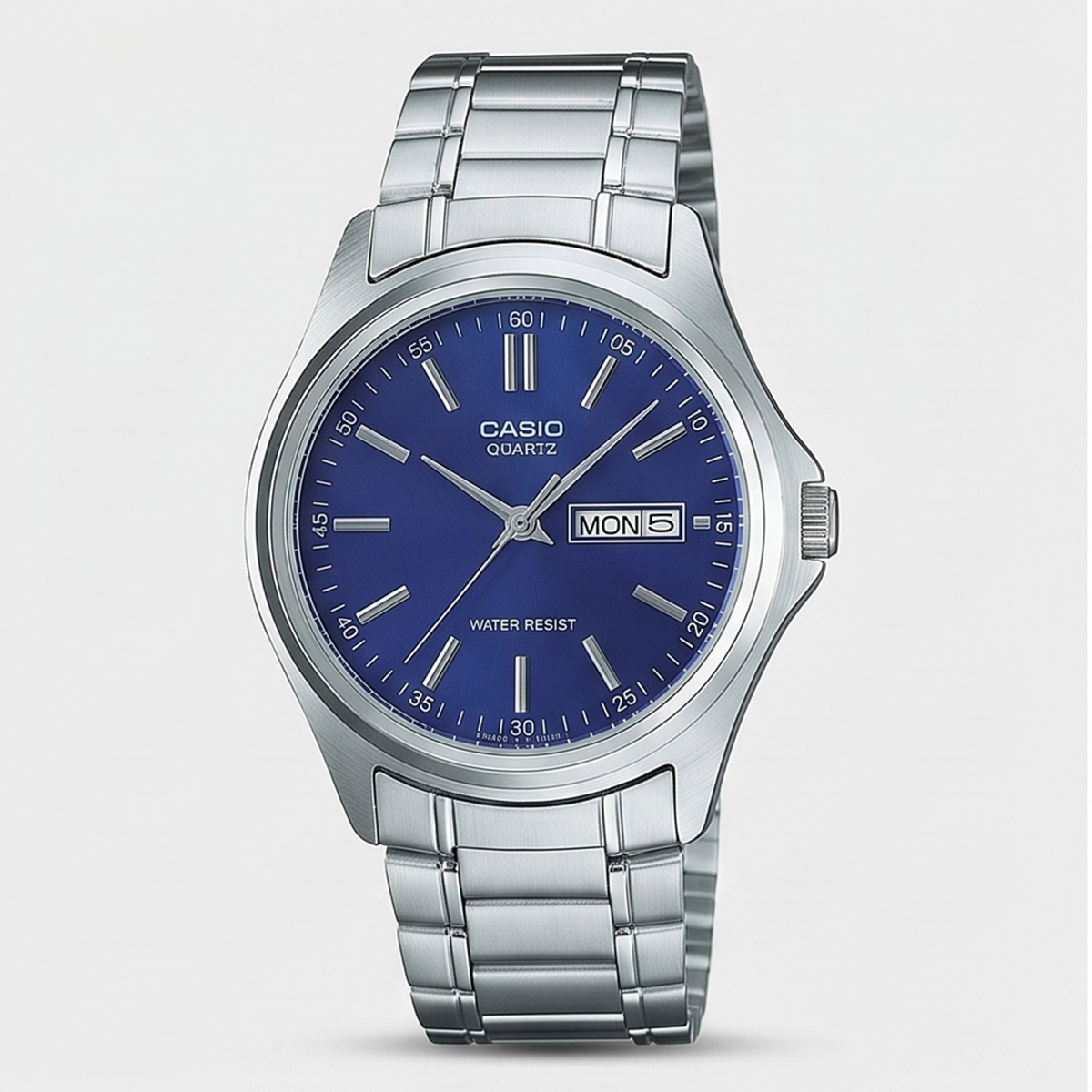 Casio Formal Watch For Men In Silver & Blue Color MTP-1239D-2ADF