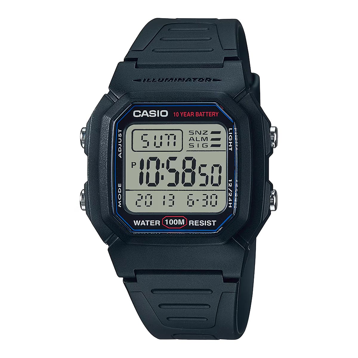 Casio Digital Silicone Watch For Men W-800H-1AVDF