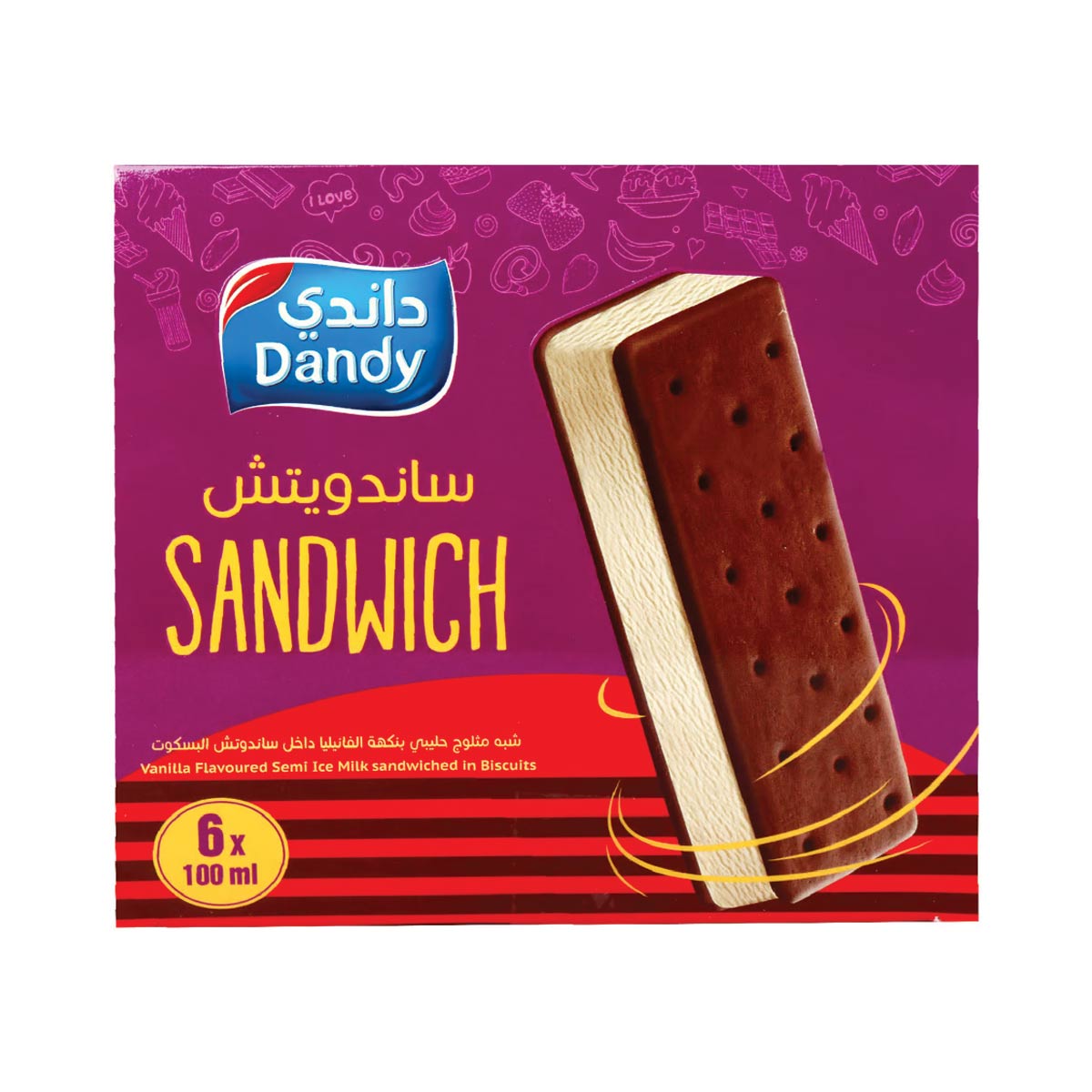 Dandy Ice Cream Sandwich 6x100ml