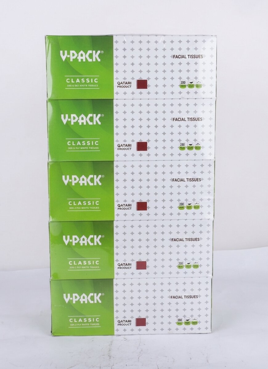 V-Pack Classic Facial Tissues 2-Ply 5x200g