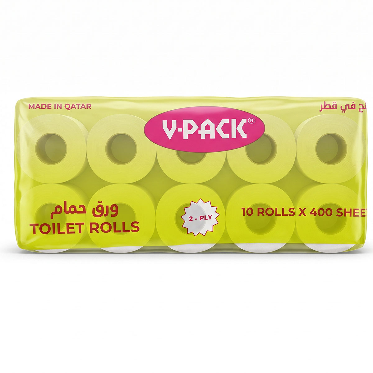 V- Pack Toilet Rolls 2-Ply x 10 Rolls 400 Sheets