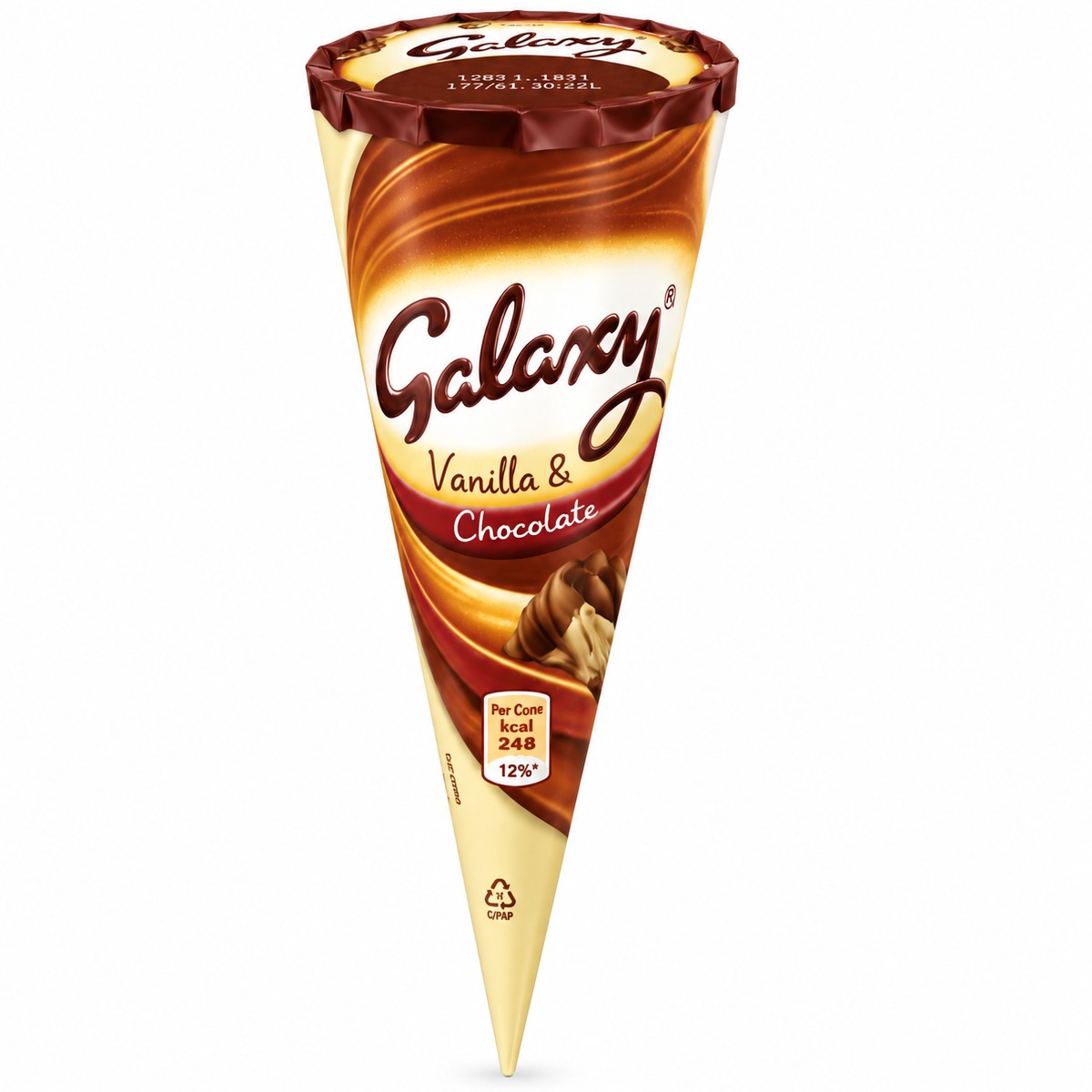 Galaxy Vanilla & Chocolate Ice Cream Cone 73g