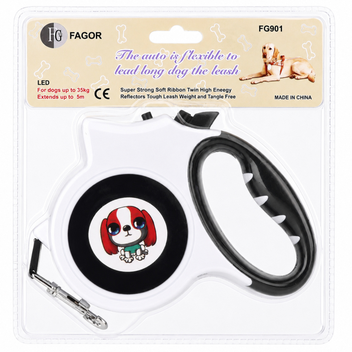 Fagor Retractable LED Dog Leash