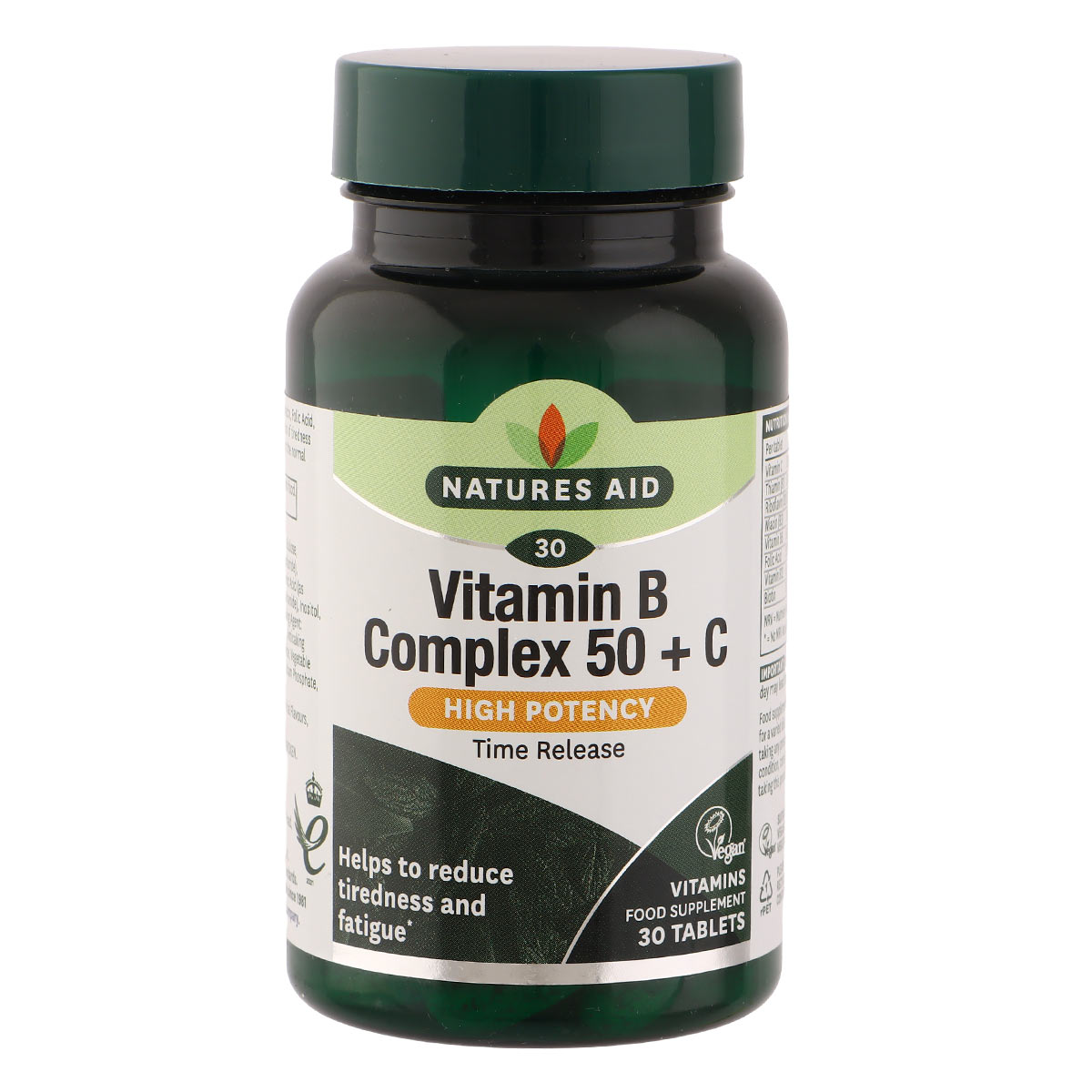 Natures Aid Vitamin B Complex 50+C 30 Tablets