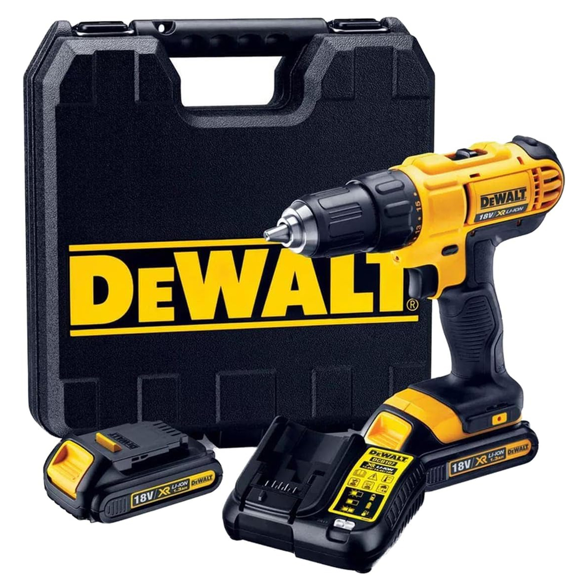 Dewalt 18V Cordless Hammer Drill Driver, 13mm, Li-Ion Batteries, Charger and Case DCD776S2-B5