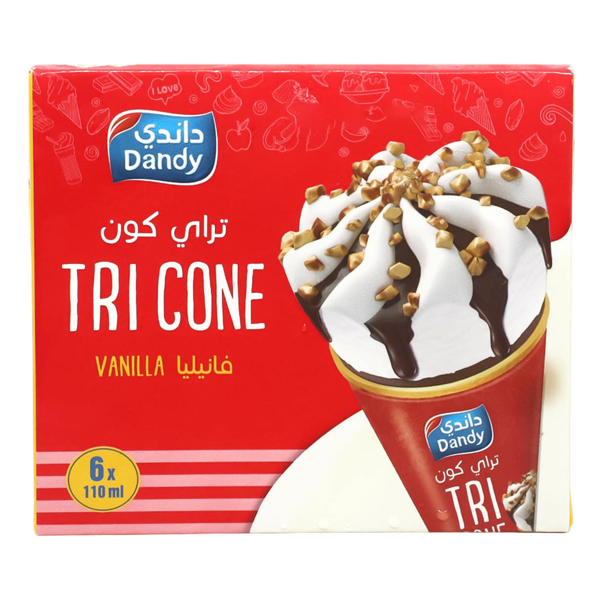 Dandy Tri Ice Cream Cone Vanilla 6x110ml