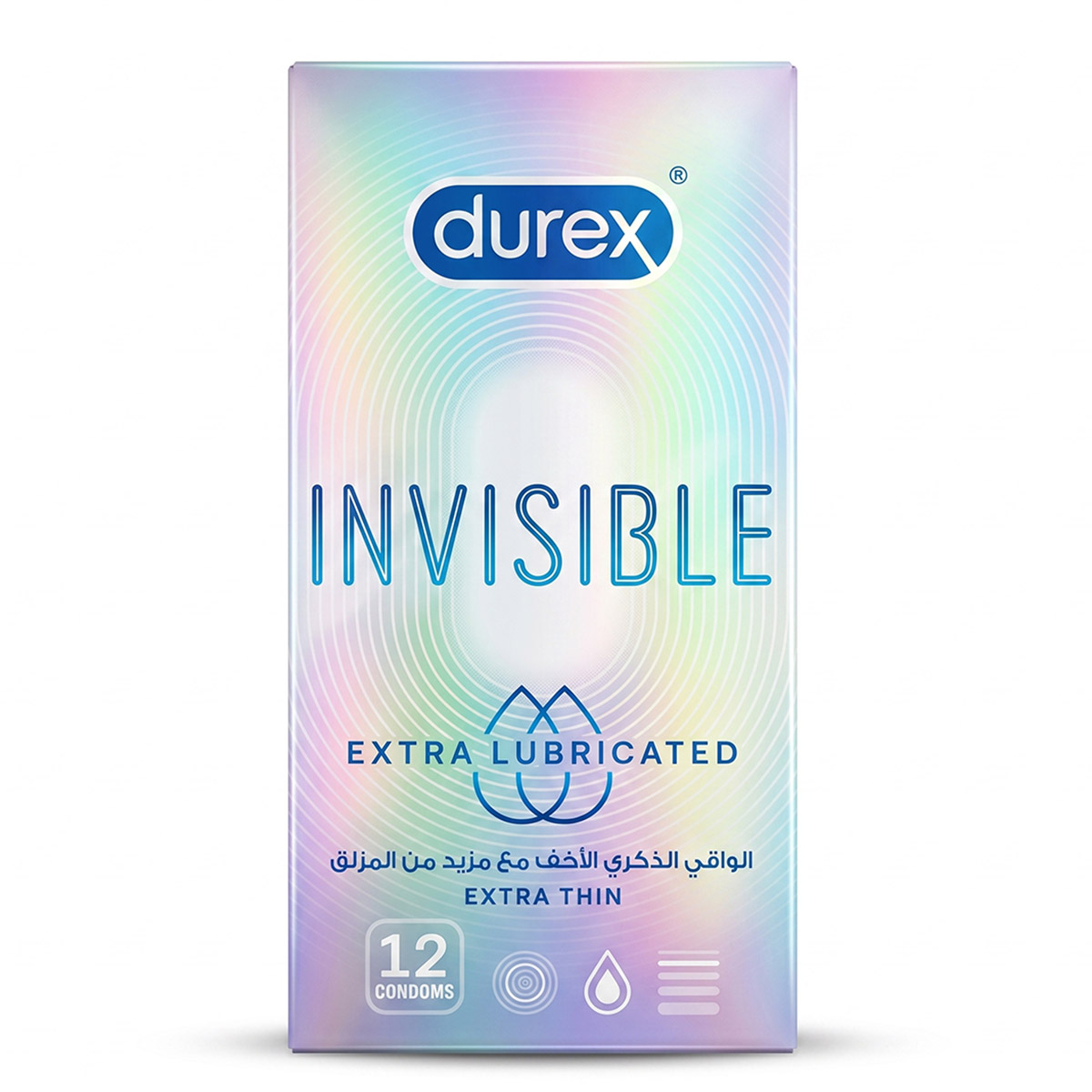 Durex Invisible Extra Lubricated Extra Tin Condoms 1 x 12 Pieces