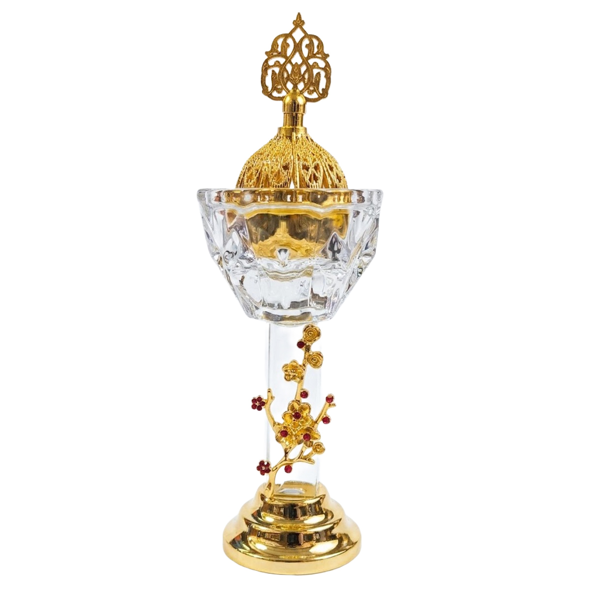 Decorative Crystal Burner With Golden Accents